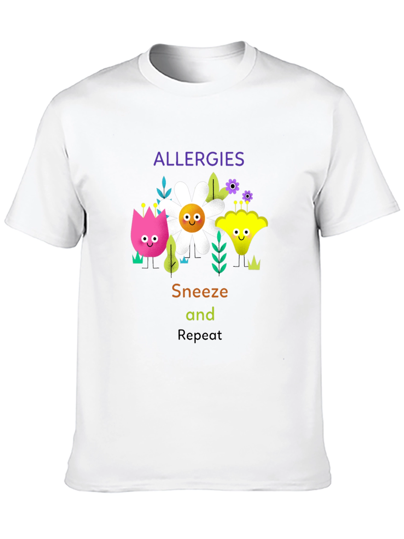 Black Allergies Sneeze Repeat Graphic T-Shirt view 10