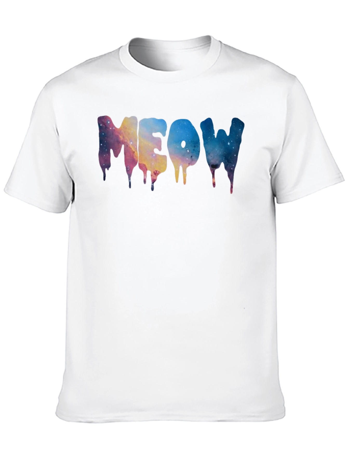Black Meow Galaxy Drip Black T-Shirt view 10