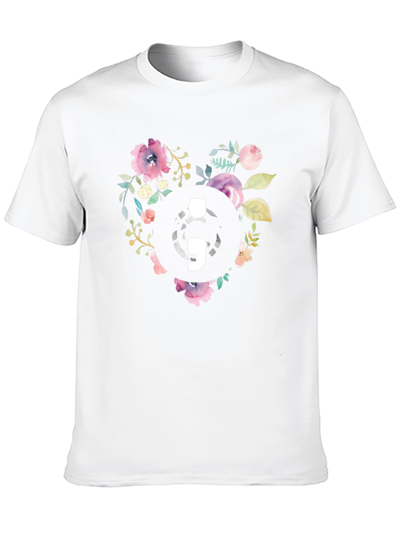 Black Floral Semicolon Heart Graphic Tee - Black view 10