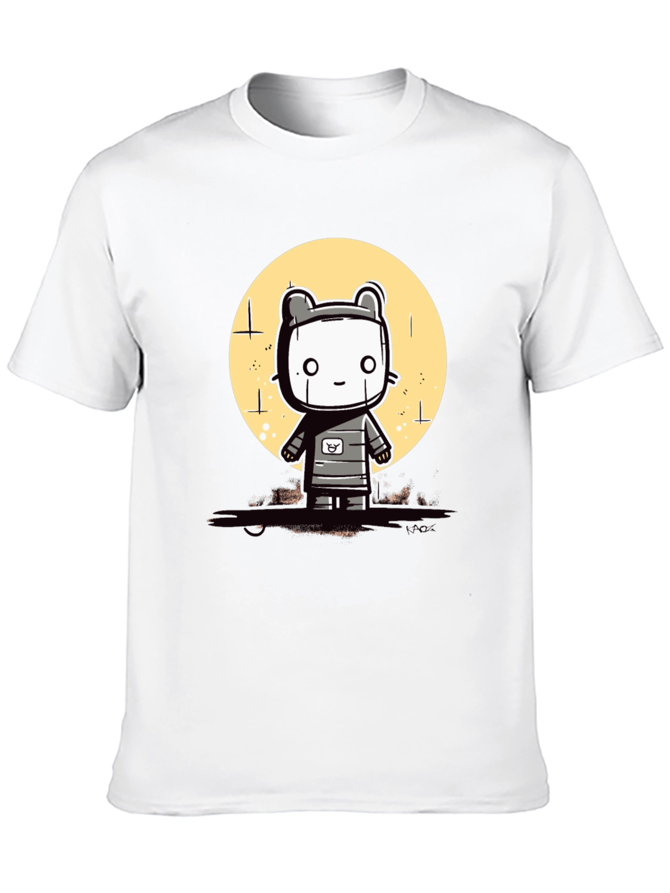 Black Cute Robot Graphic Tee - Black Cotton Blend view 10
