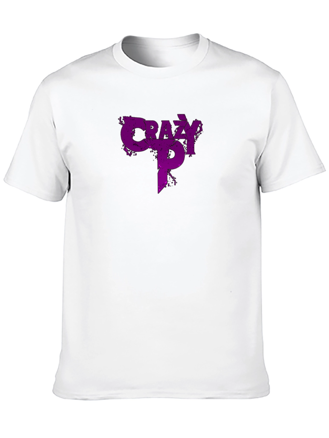 Black Crazy P Graphic T-Shirt - Purple Design on Black view 10
