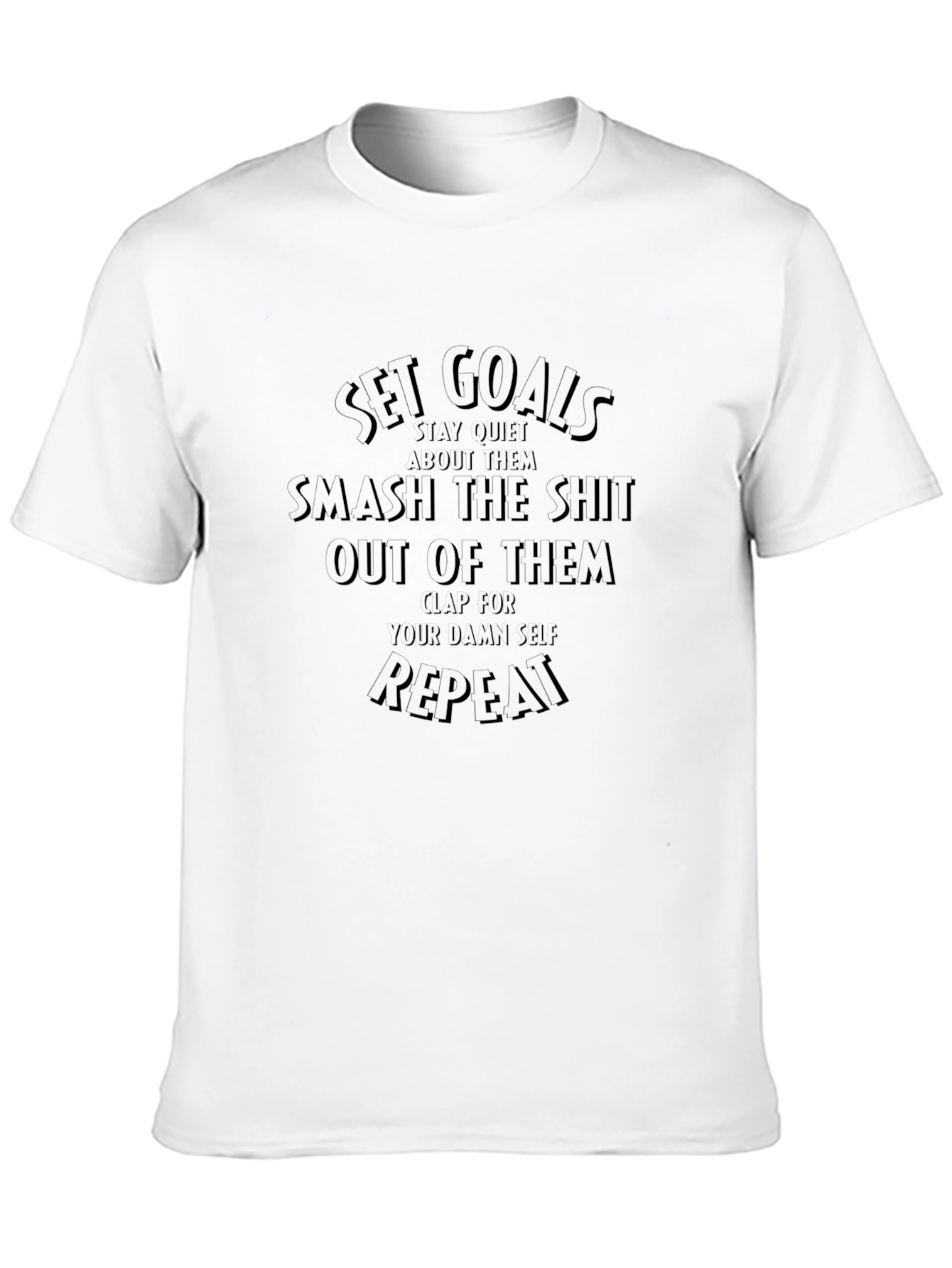 Black Motivational 'Set Goals' Graphic Tee - Black view 10
