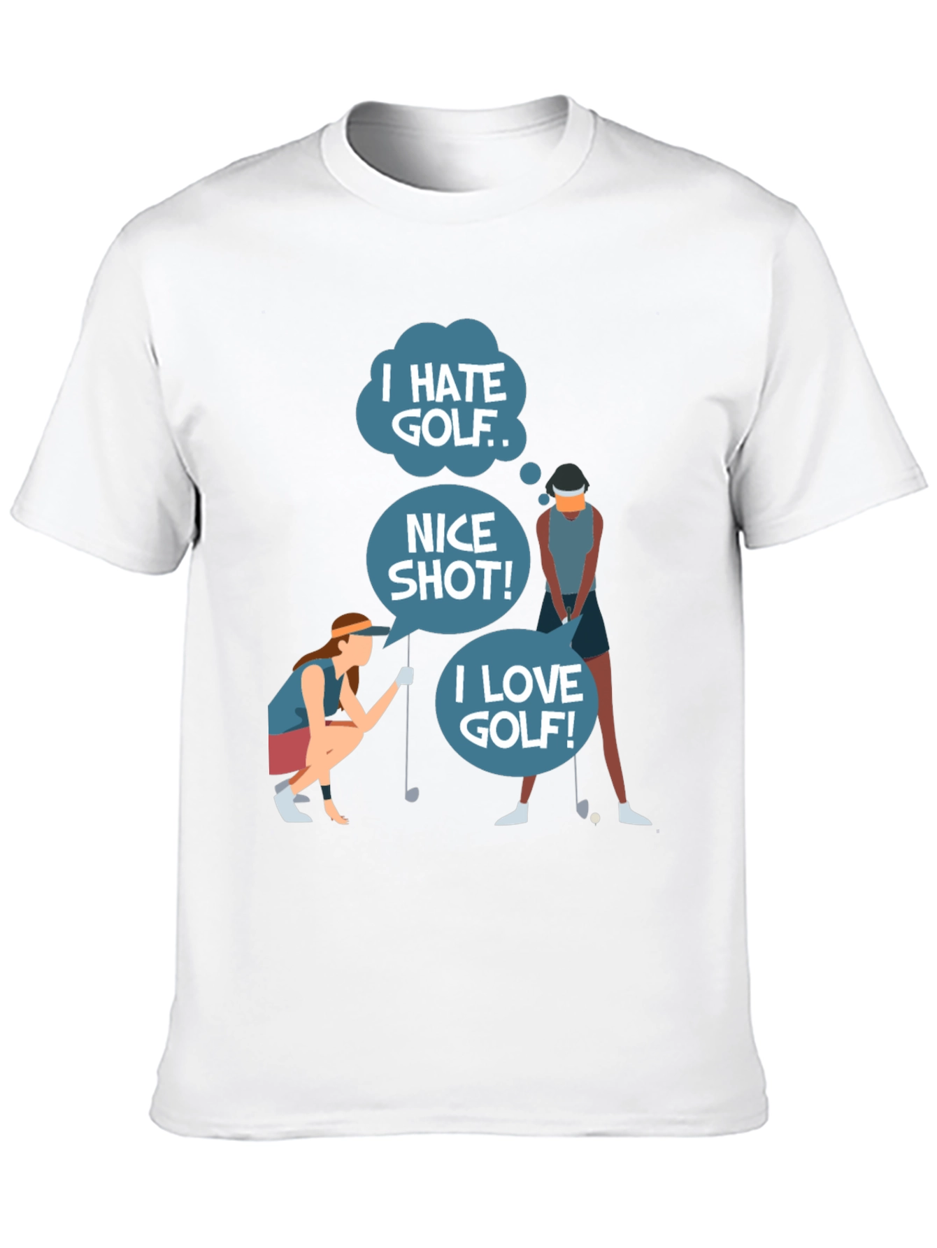 Black Golf Humor Tee: I Hate, Nice Shot, I Love Golf view 10
