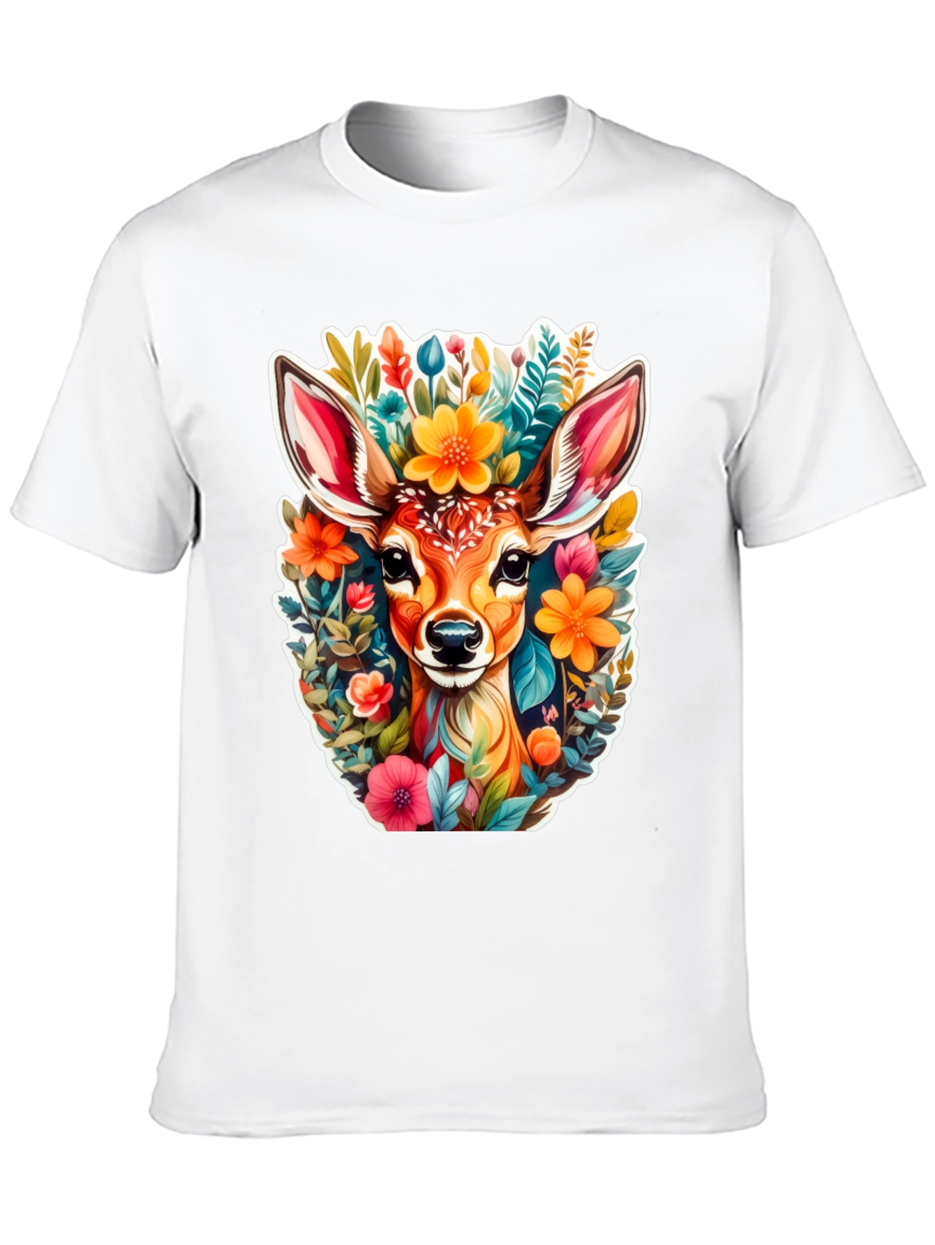 Black Deer & Floral Graphic Tee - Stylish Comfort view 10