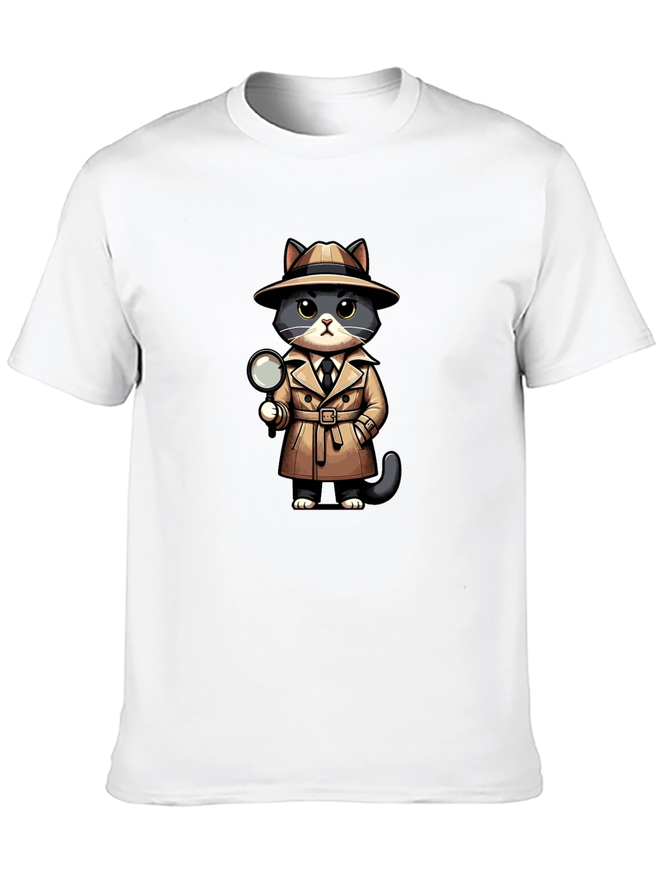 Black Detective Cat Graphic T-Shirt view 10