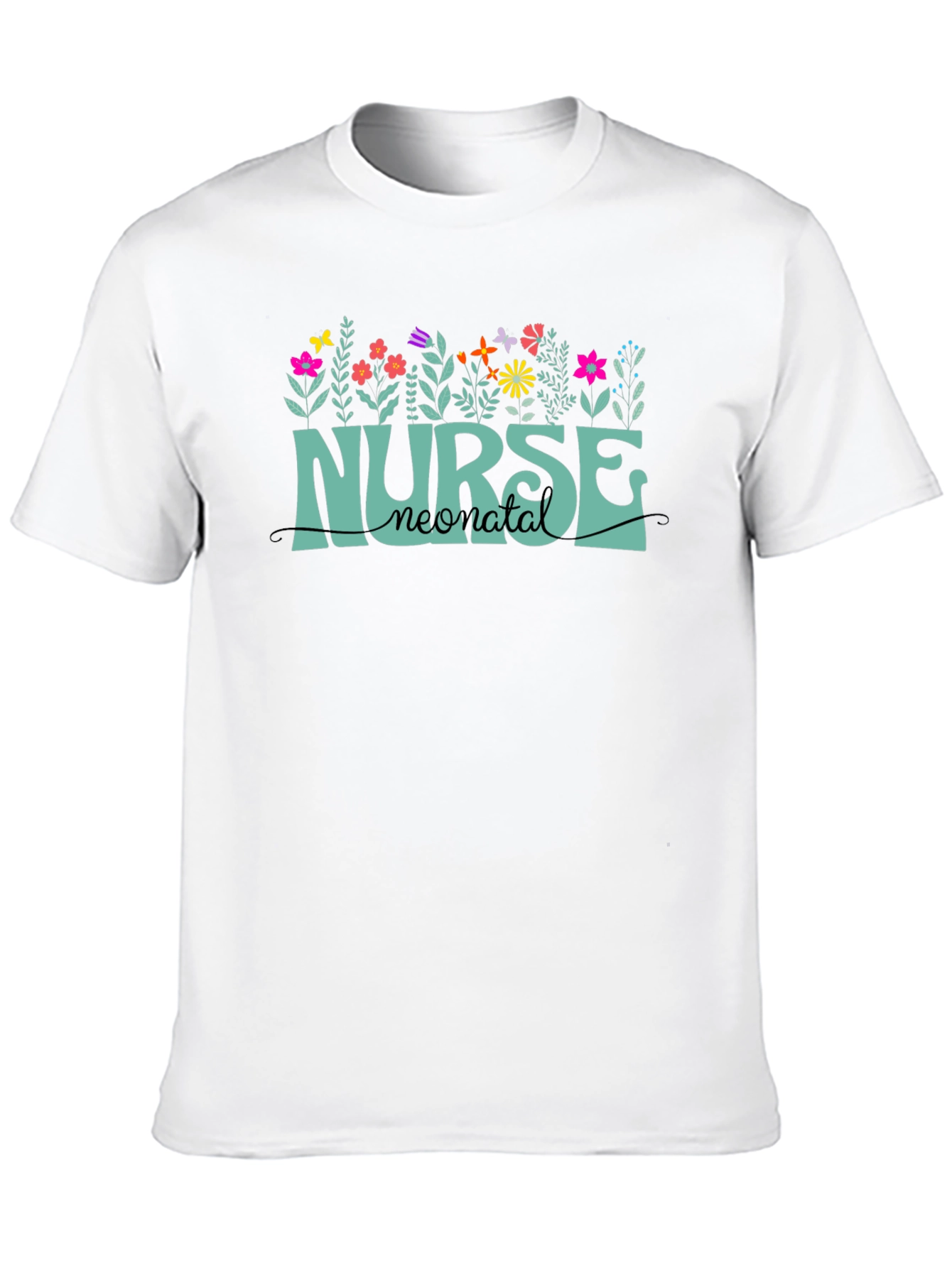 Black Neonatal Nurse T-Shirt - Floral Design view 10