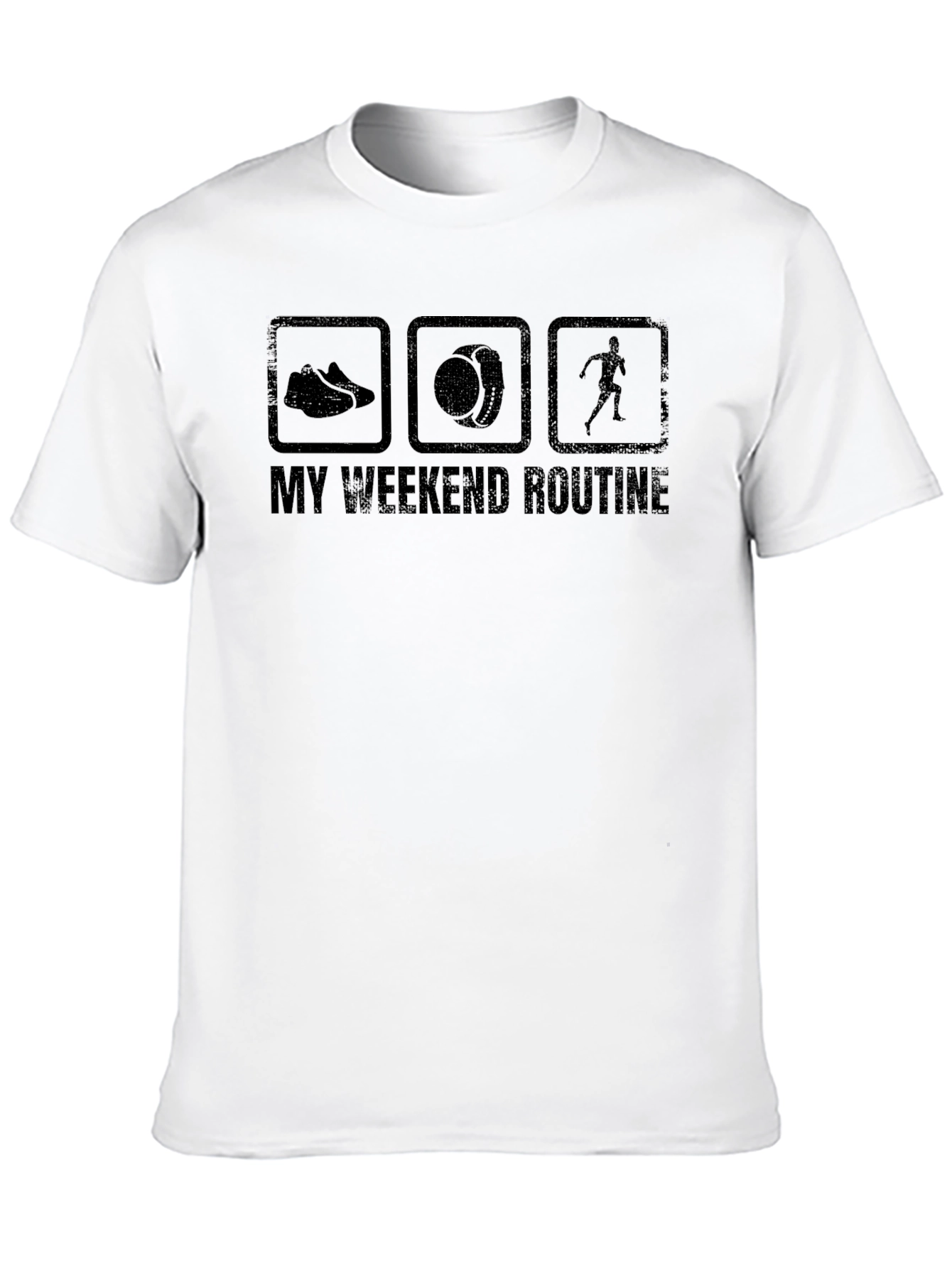 Black Weekend Routine T-Shirt - Running Shoe, Watch, Runner Graphic Tee view 10