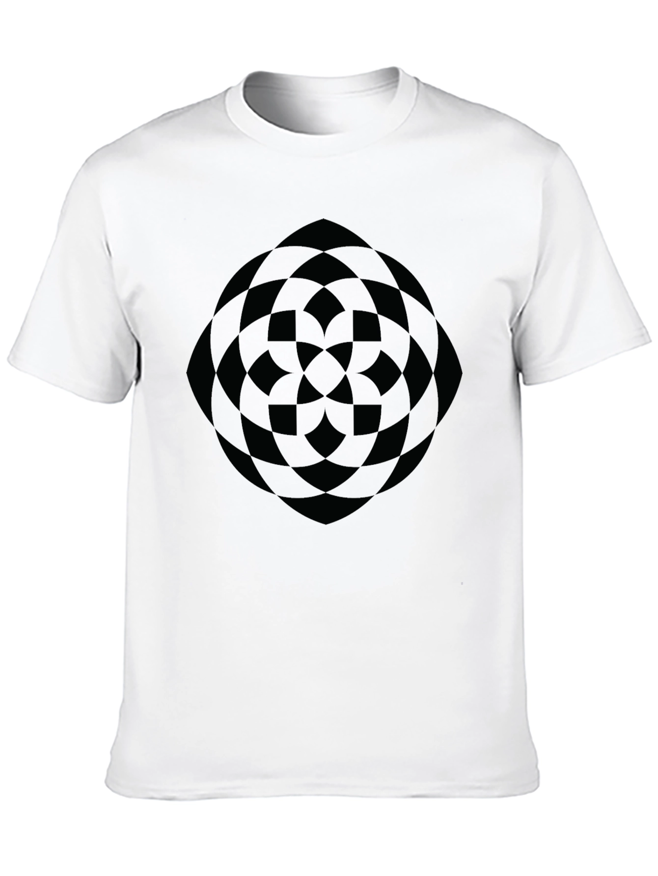 Black Abstract Geometric Pattern Black T-Shirt view 10