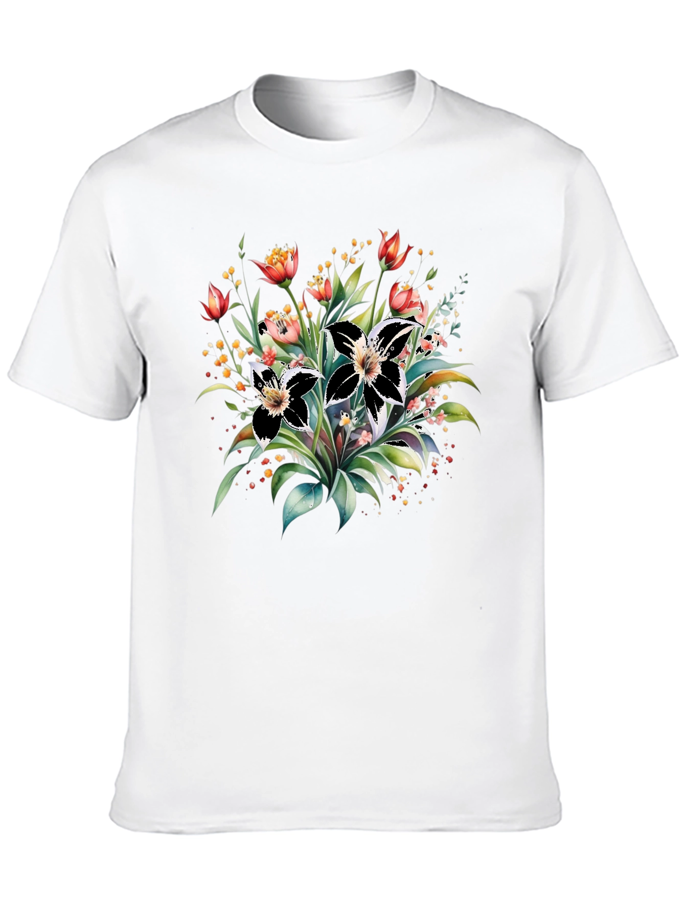 Black Floral Print Black T-Shirt view 10