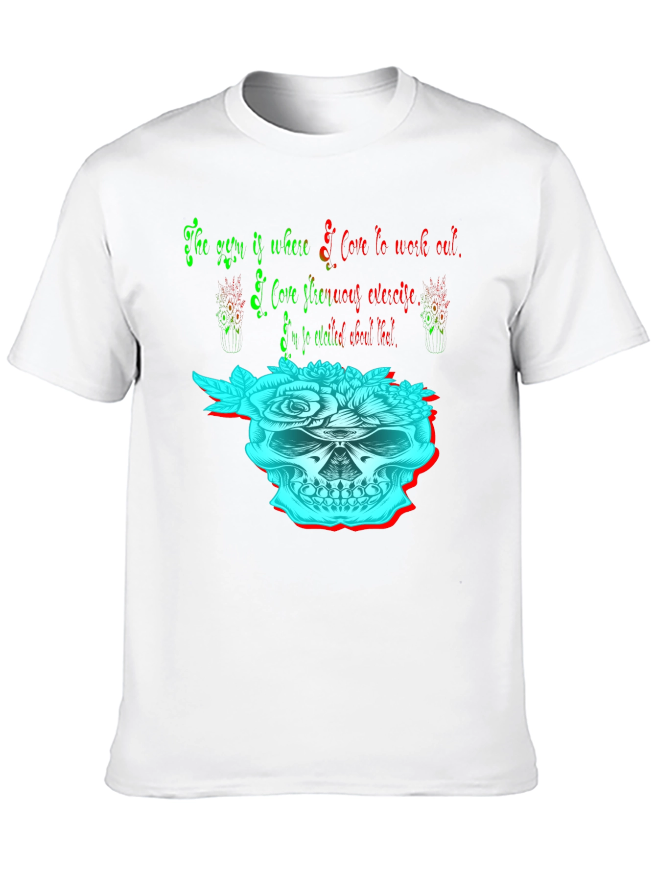 Black Skull & Flowers Graphic Tee - Gym & Exercise Lover Shirt view 10