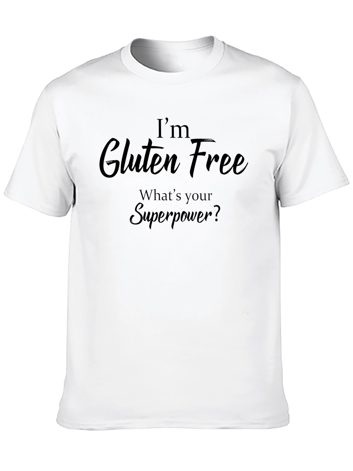 Black Gluten Free Superpower Graphic Tee - Black Crew Neck T-Shirt view 10