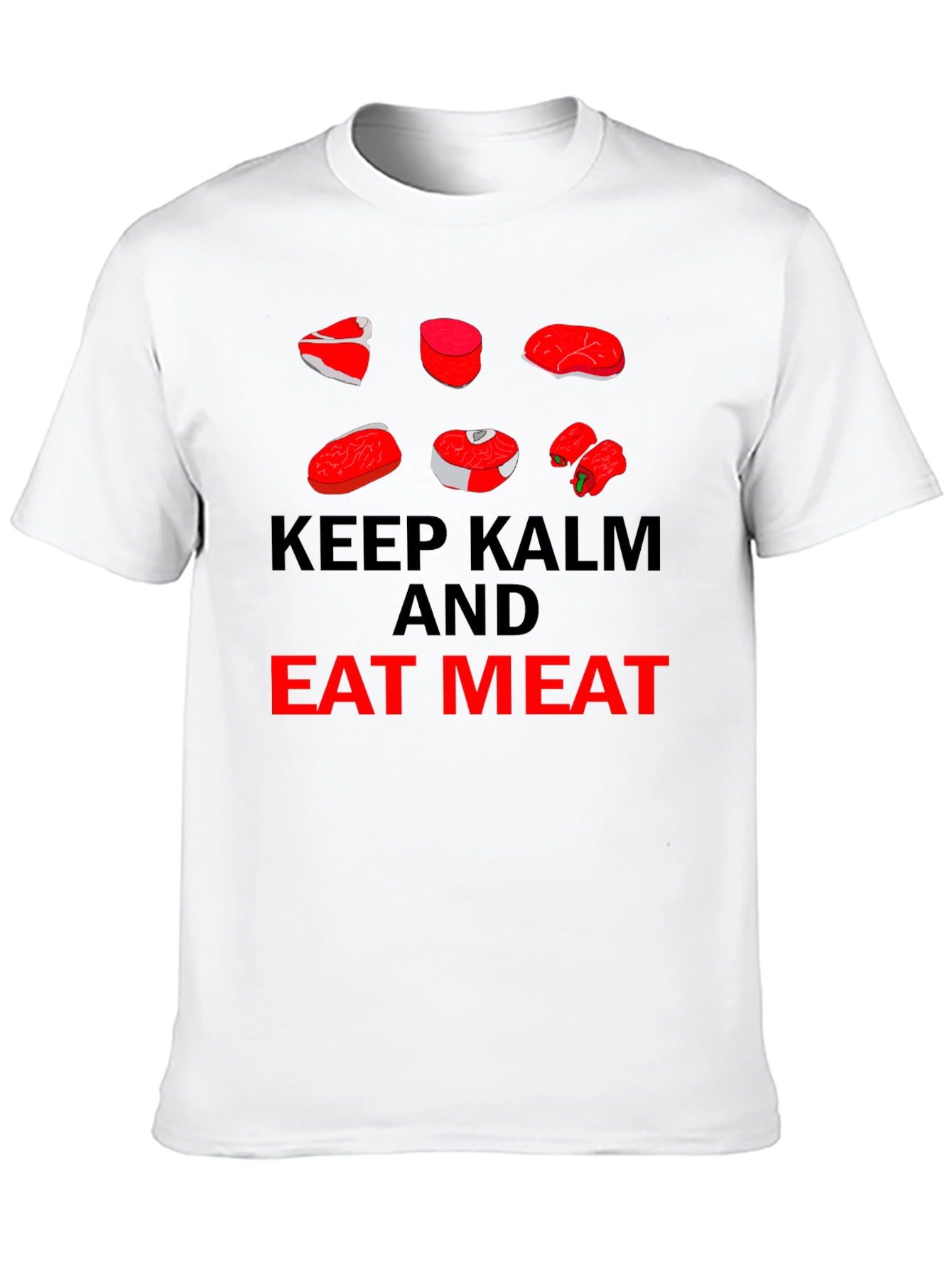 Black Keep Calm Eat Meat T-Shirt view 10