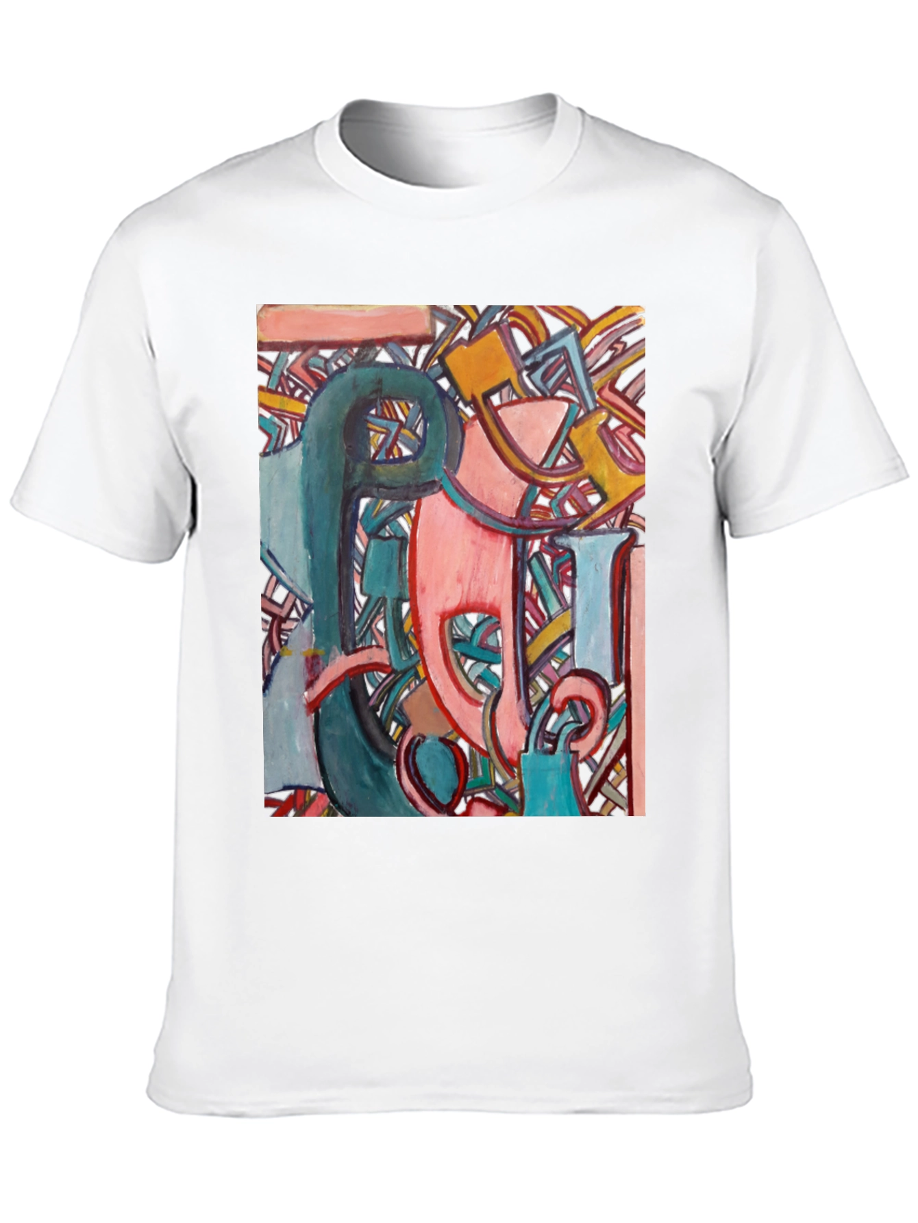 Black Abstract Art Graphic Print Men's Black T-Shirt view 10