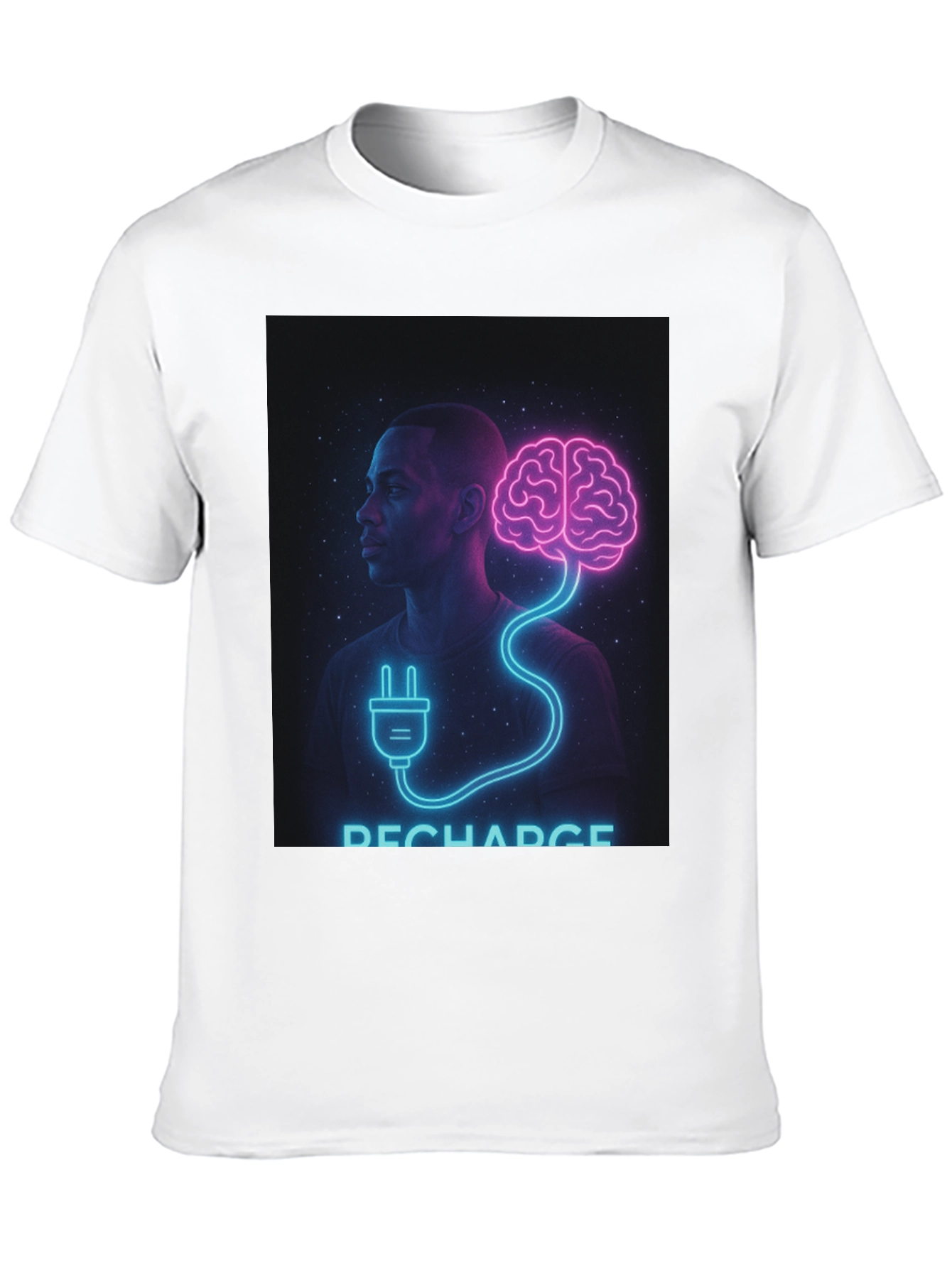 Black Recharge Brain Graphic Tee - Black Crew Neck view 10