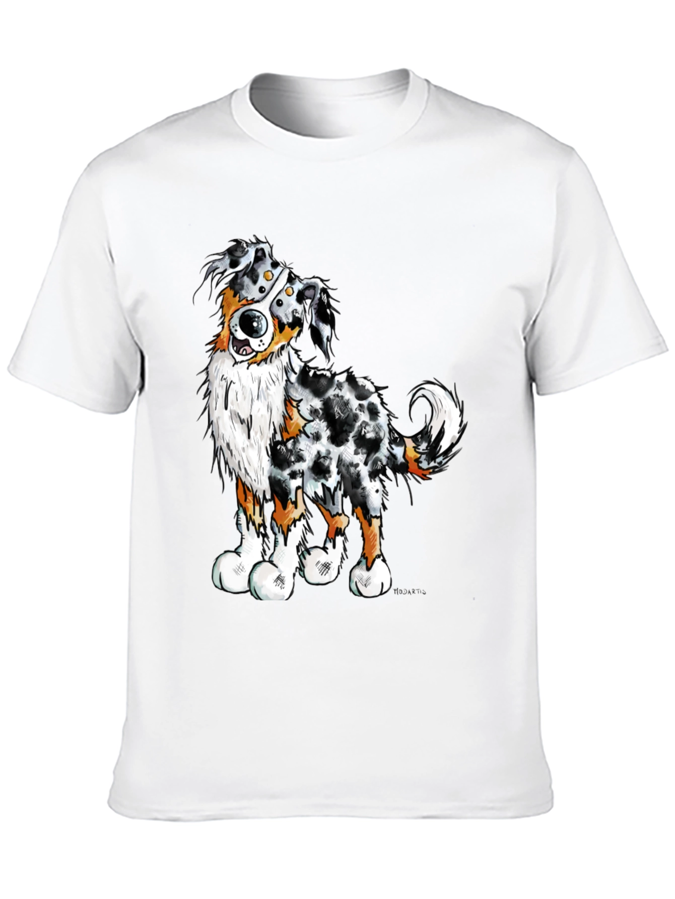 Black Cartoon Aussie Dog Graphic T-Shirt view 10