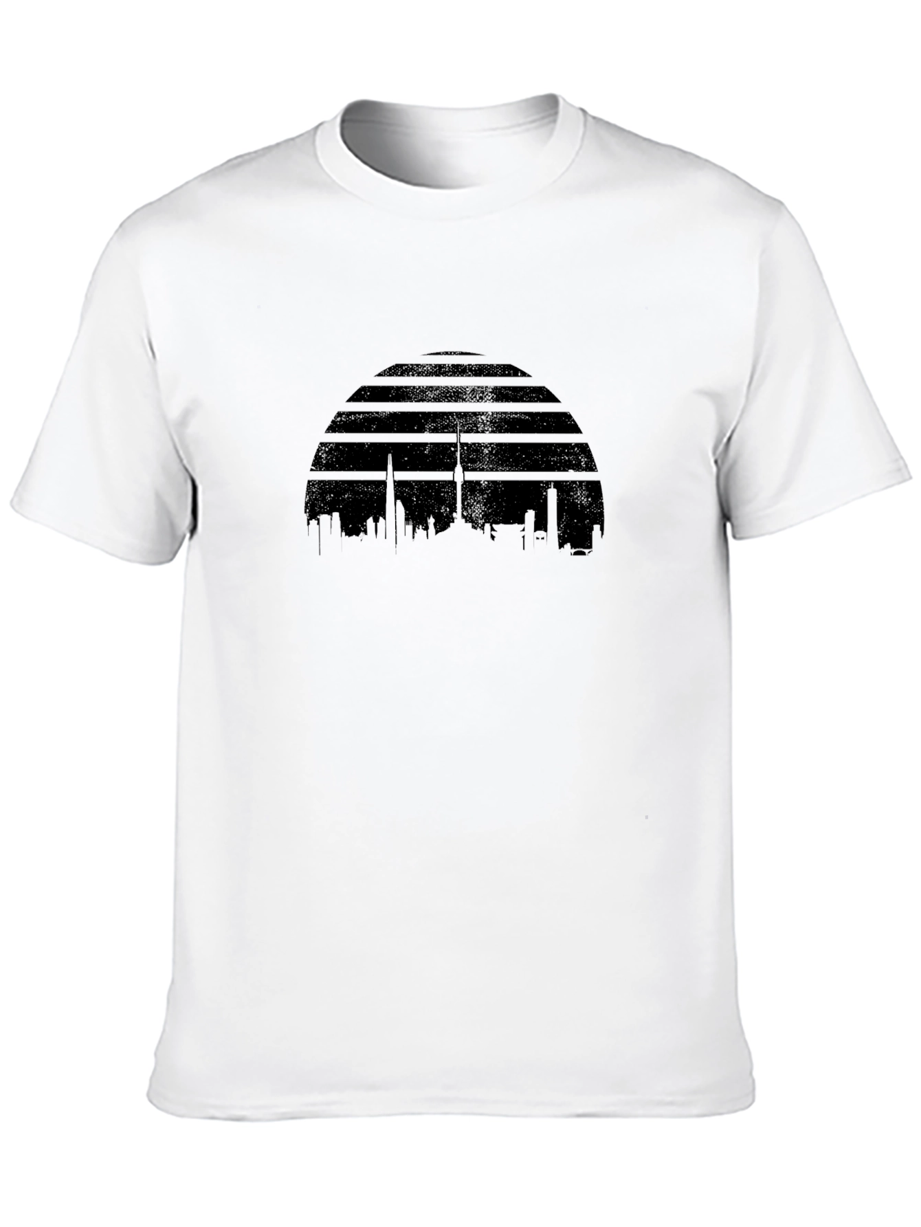 Black Retro Skyline T-Shirt - Black Graphic Tee view 10