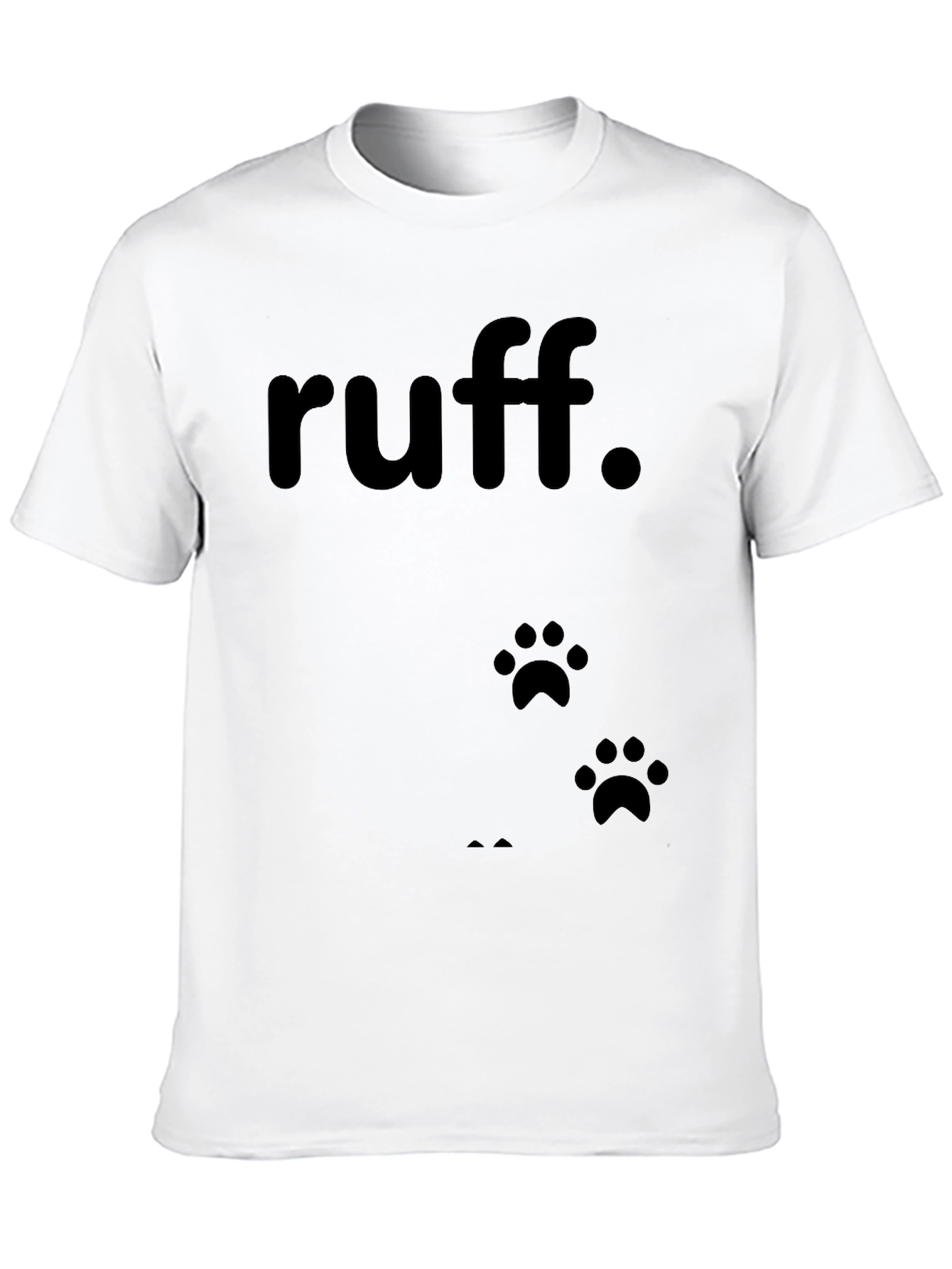 Black Ruff Dog Paw Print T-Shirt - Casual Cotton Tee view 10