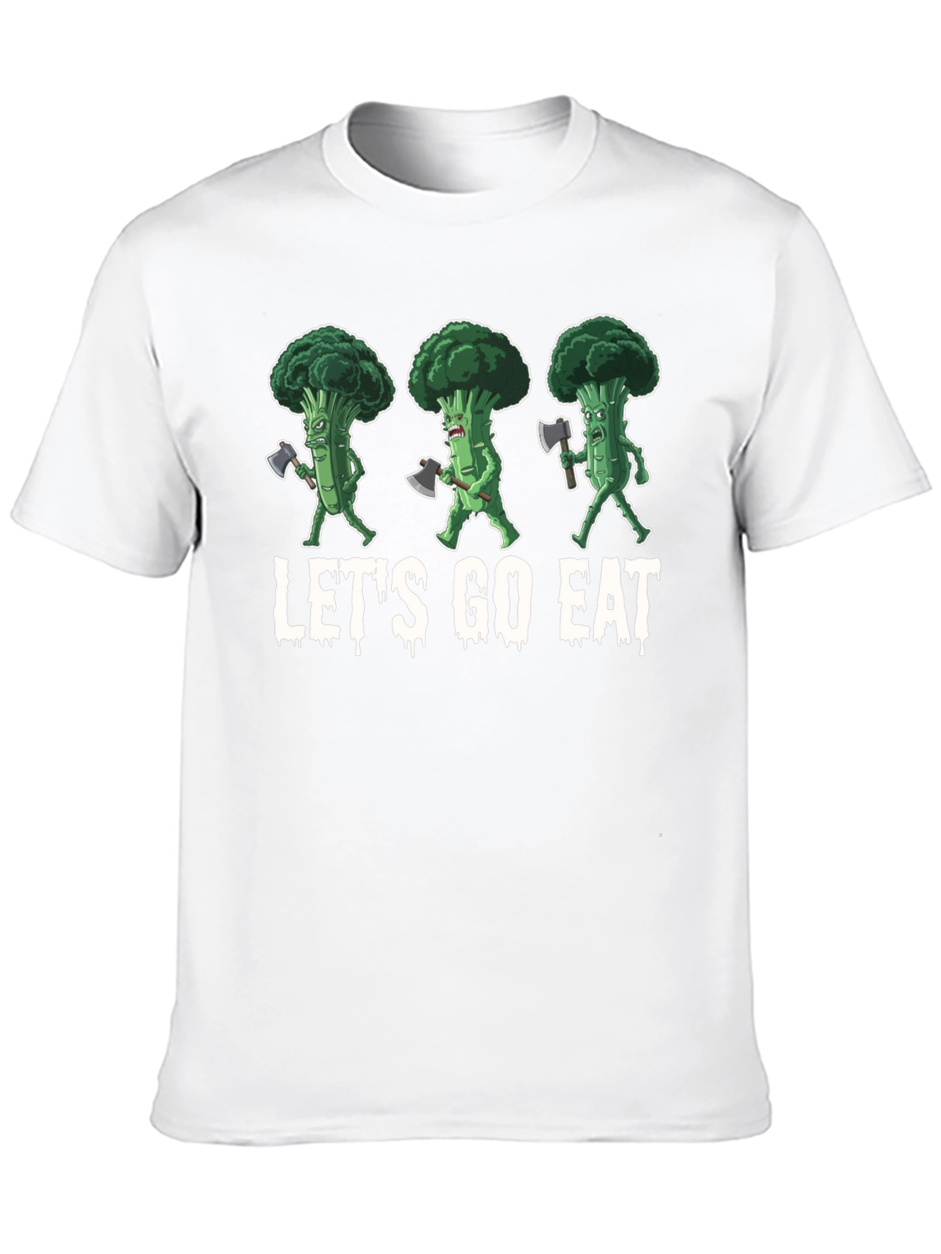 Black Let's Go Eat Broccoli Axe T-Shirt view 10