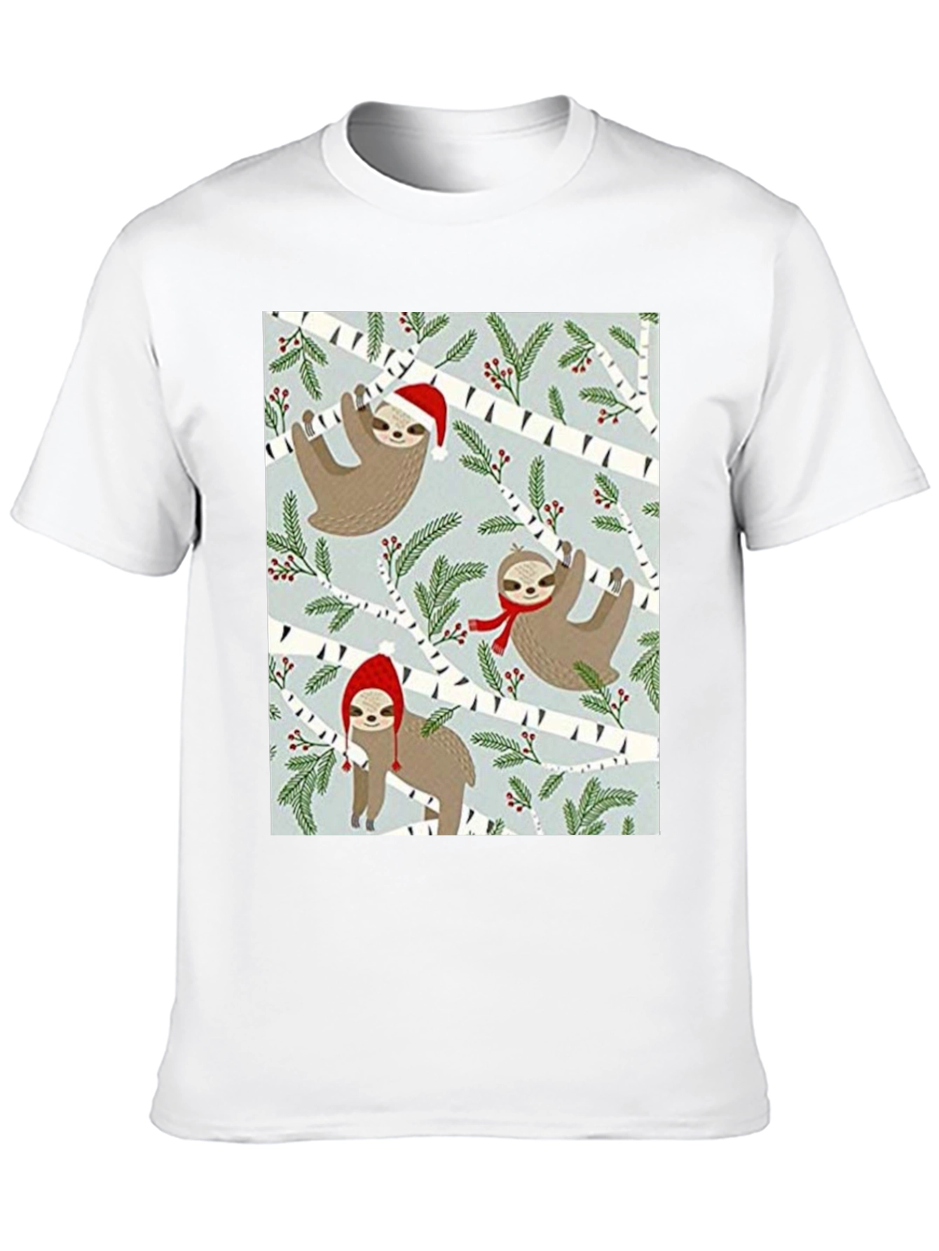 Black Festive Sloth Christmas T-Shirt view 10