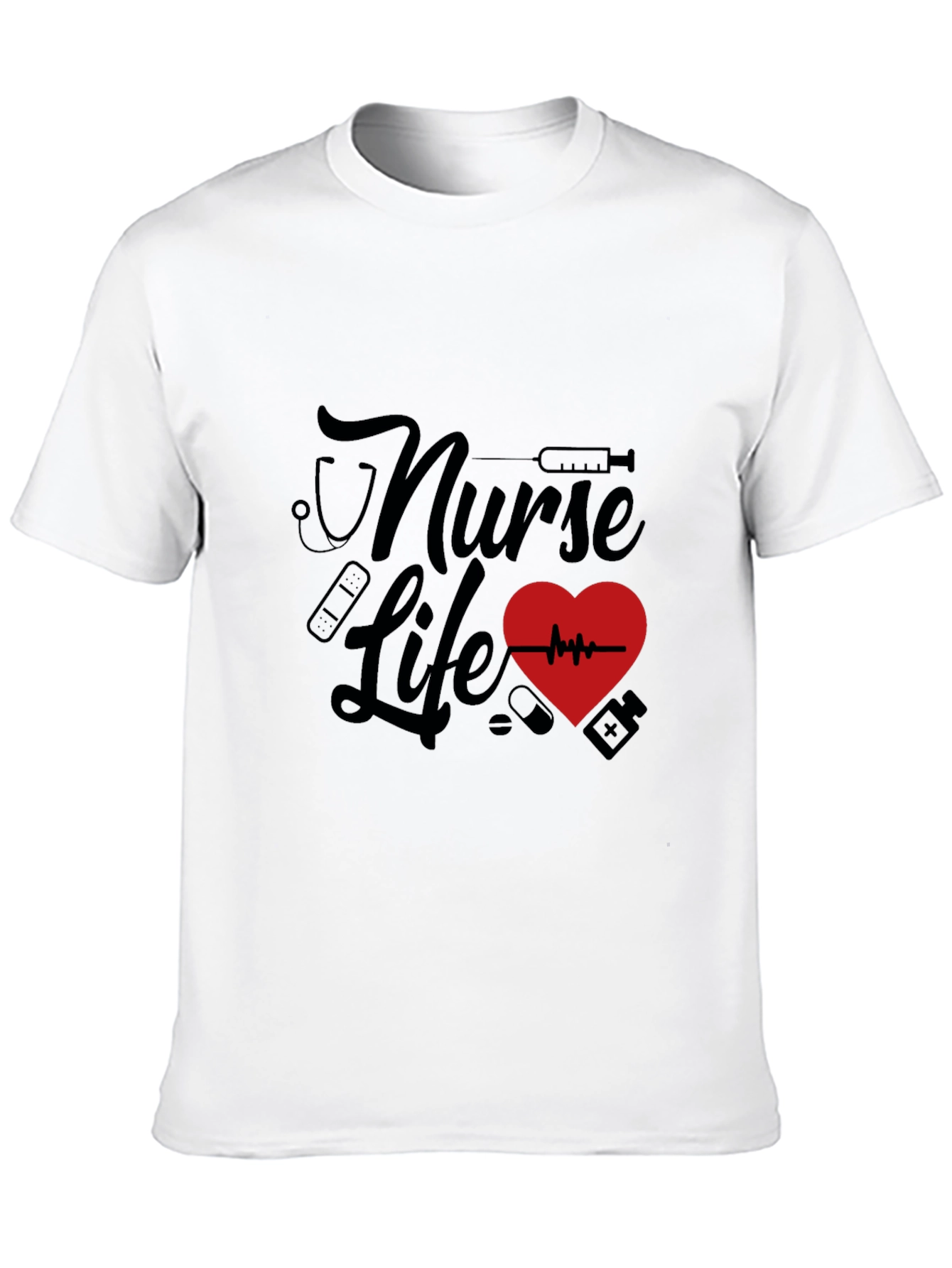 Black Nurse Life Graphic Tee - Black Crew Neck Shirt view 10