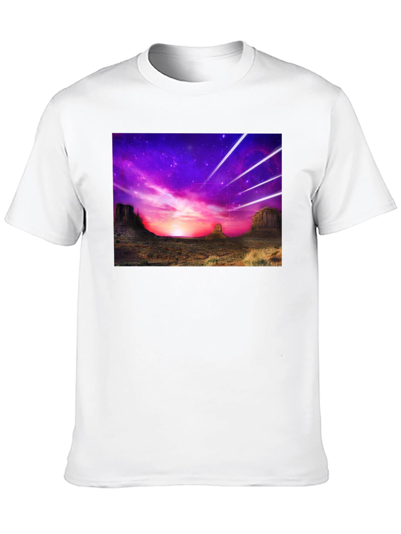 Black Cosmic Desert Graphic Tee - Black Cotton T-Shirt view 10