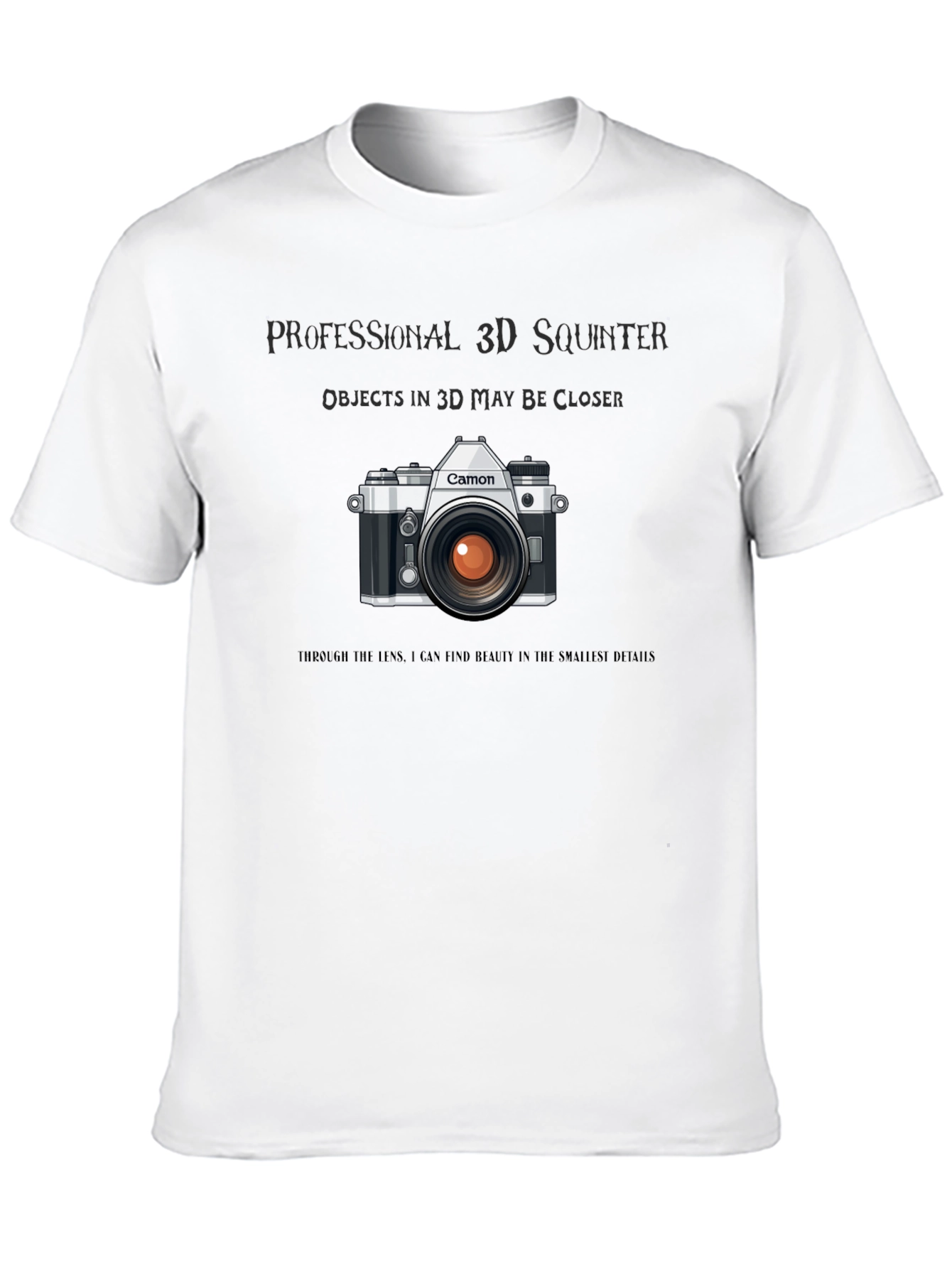 Black Professional 3D Squinter Camera T-Shirt view 10