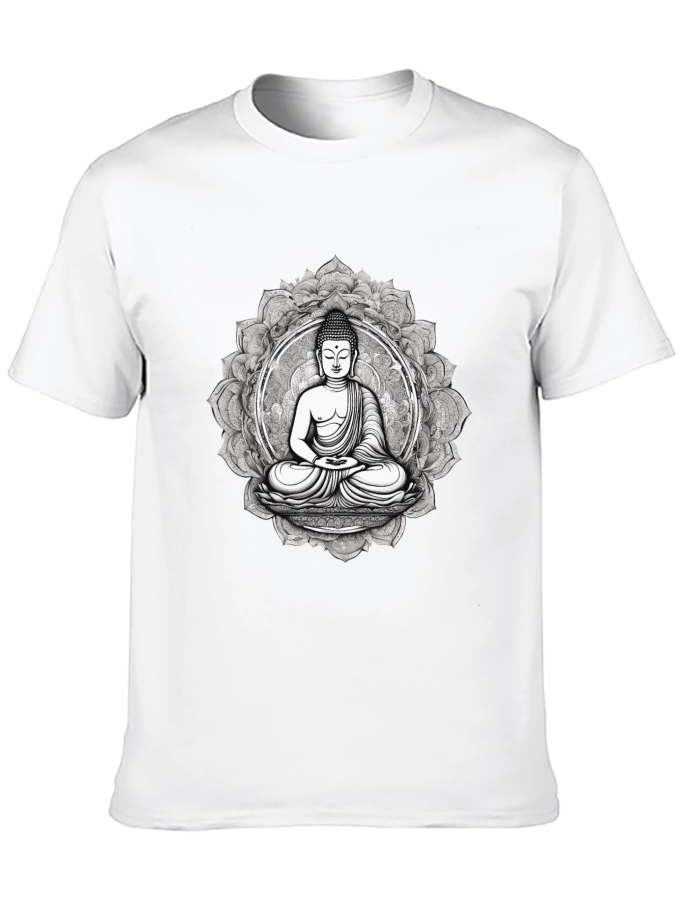 Black Buddha Mandala Graphic Tee - Black Cotton Blend view 10