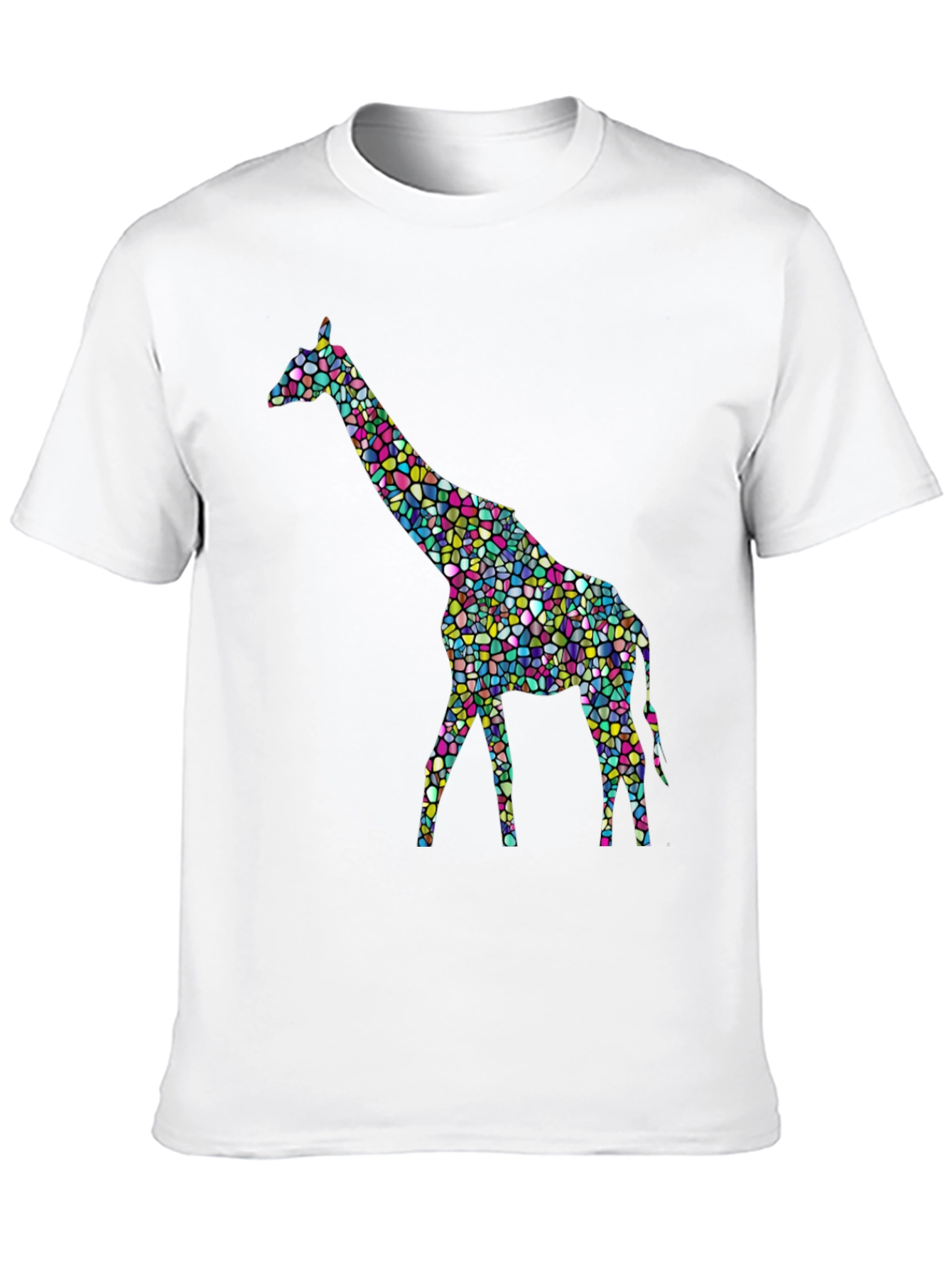 Black Mosaic Giraffe Graphic Tee - Stylish Black T-Shirt view 10