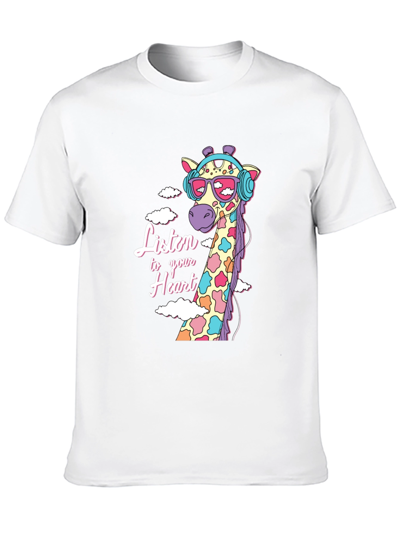 Black Cool Giraffe T-Shirt - Listen to Your Heart view 10