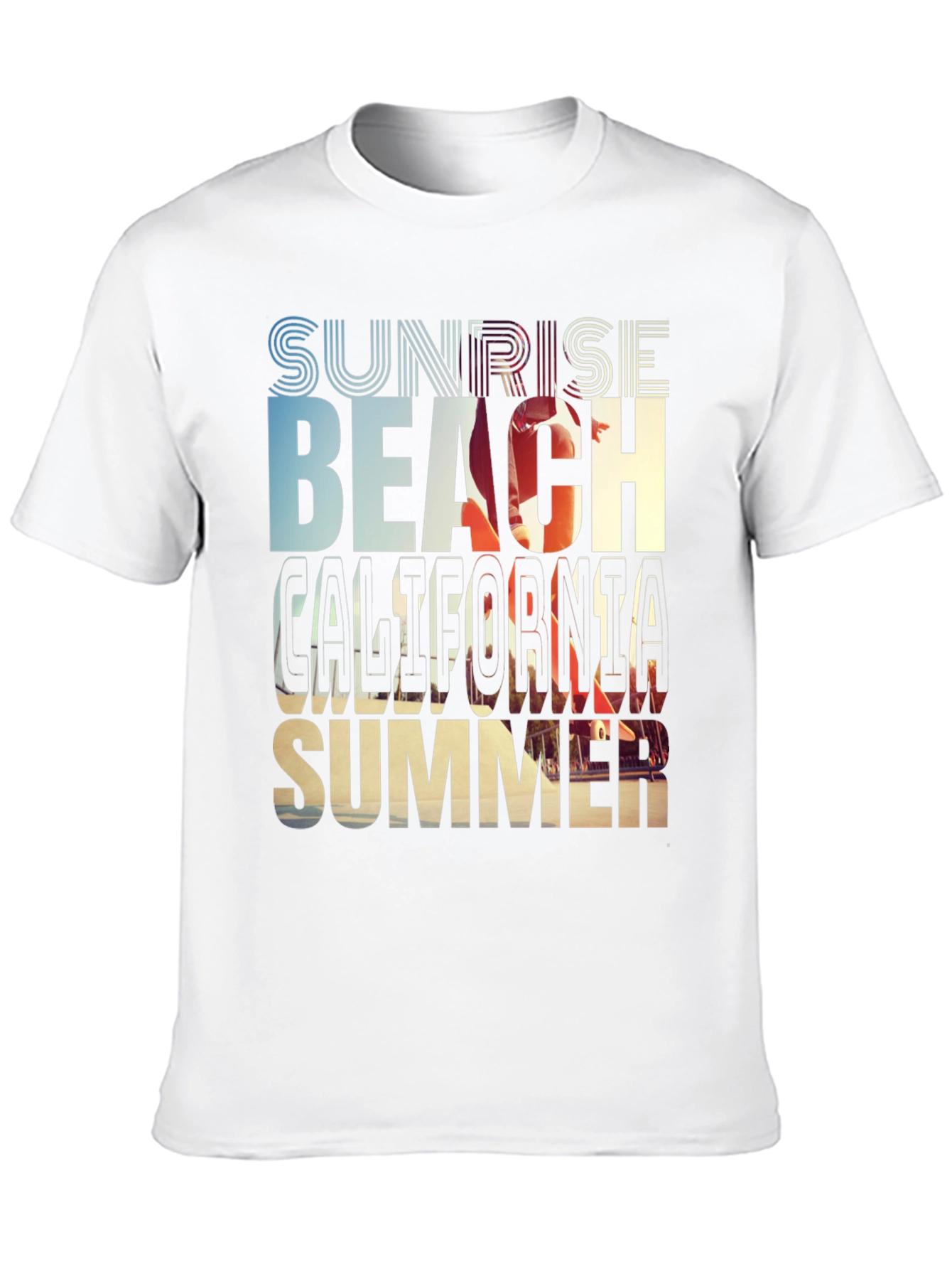 Black Sunset Beach California Summer Graphic T-Shirt view 10