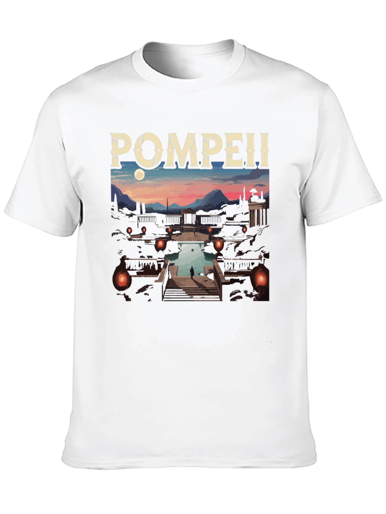 Black Pompeii Graphic Tee - Cityscape Black T-Shirt view 10