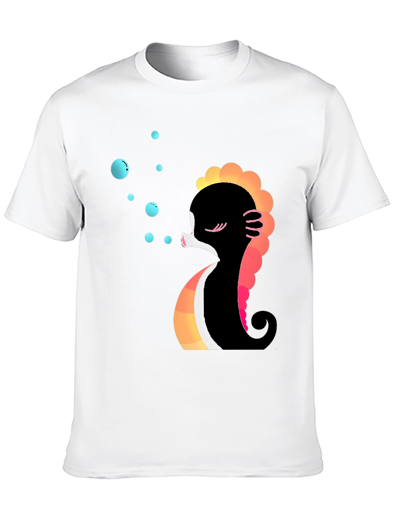 Black Cute Seahorse Bubbles Graphic Tee view 10