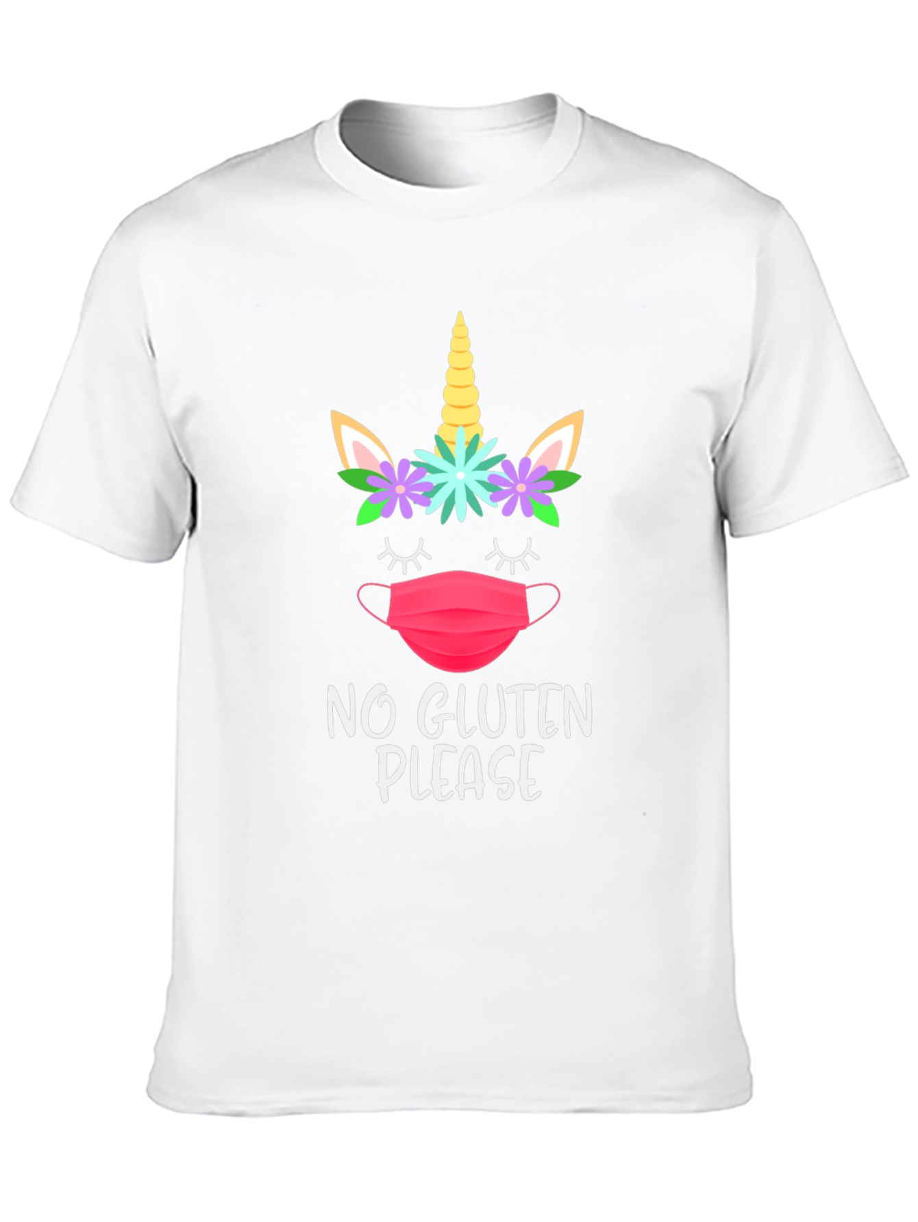Black No Gluten Please Unicorn Face Mask T-Shirt view 10