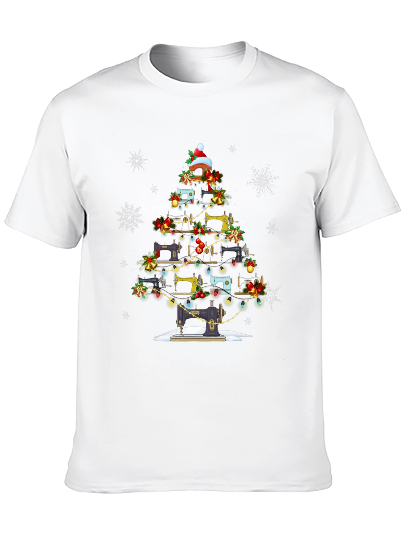 Black Sewing Machine Christmas Tree T-Shirt view 10