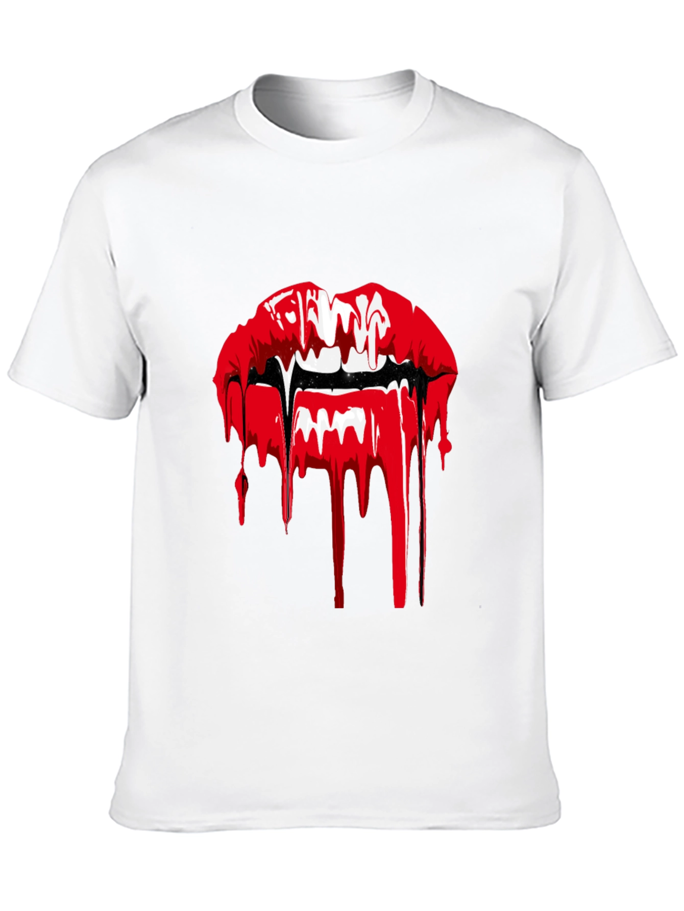 Black Vampire Lips Graphic T-Shirt - Black view 10