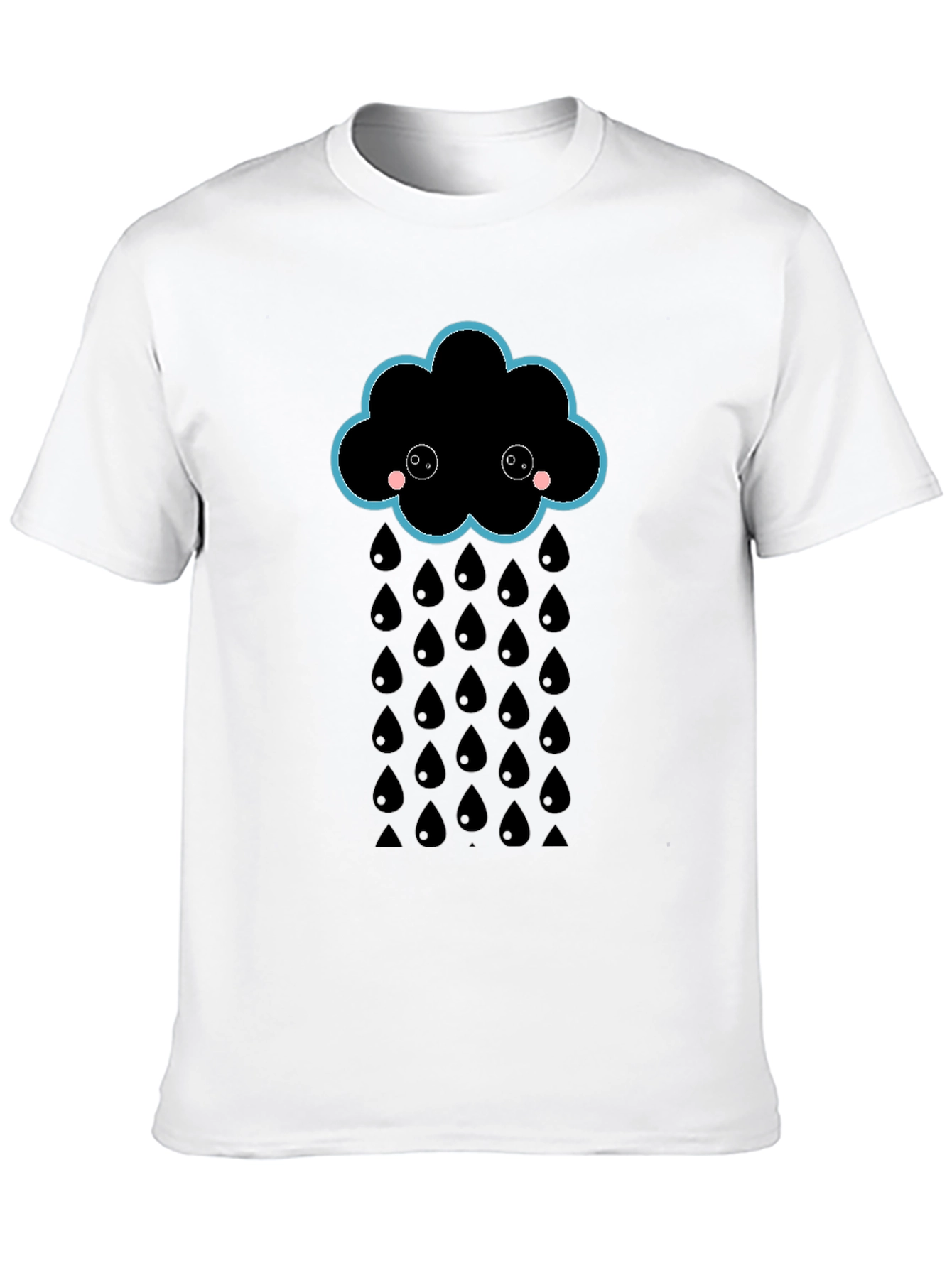 Black Cute Rainy Cloud Black T-Shirt view 10