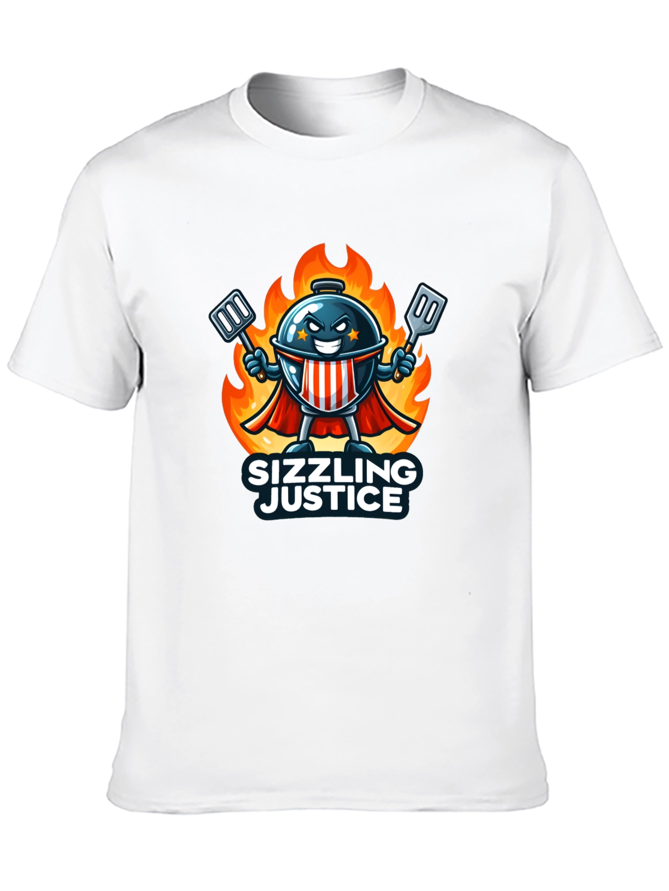 Black Sizzling Justice T-Shirt - Grill Master Hero Design view 10