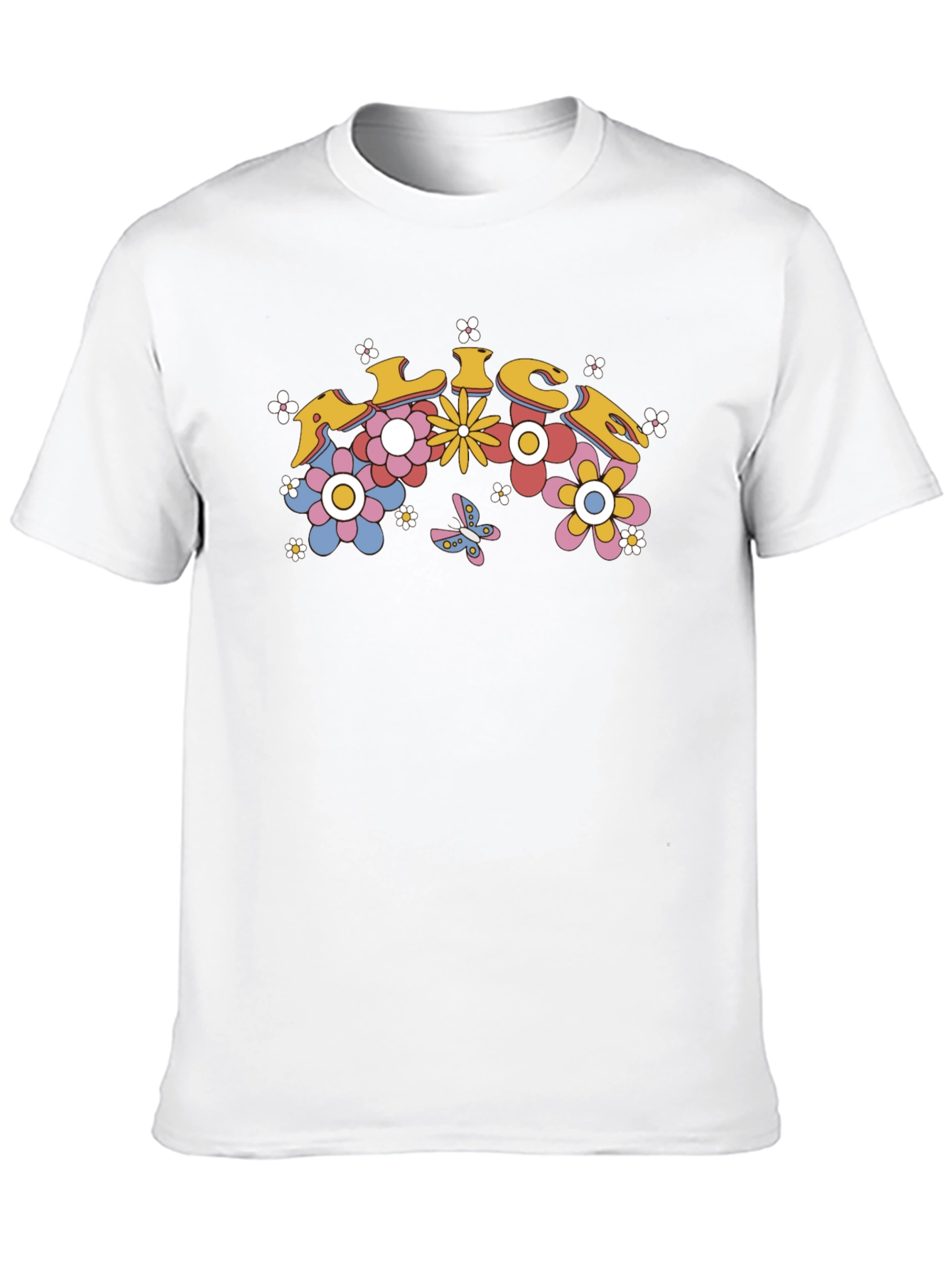 Black Retro Floral Graphic Tee - Black Cotton T-Shirt view 10