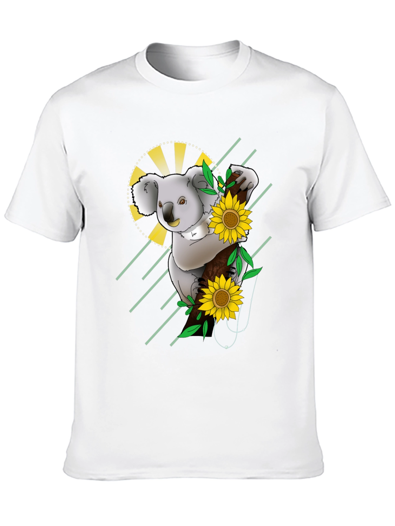 Black Koala & Sunflower Graphic Black T-Shirt view 10