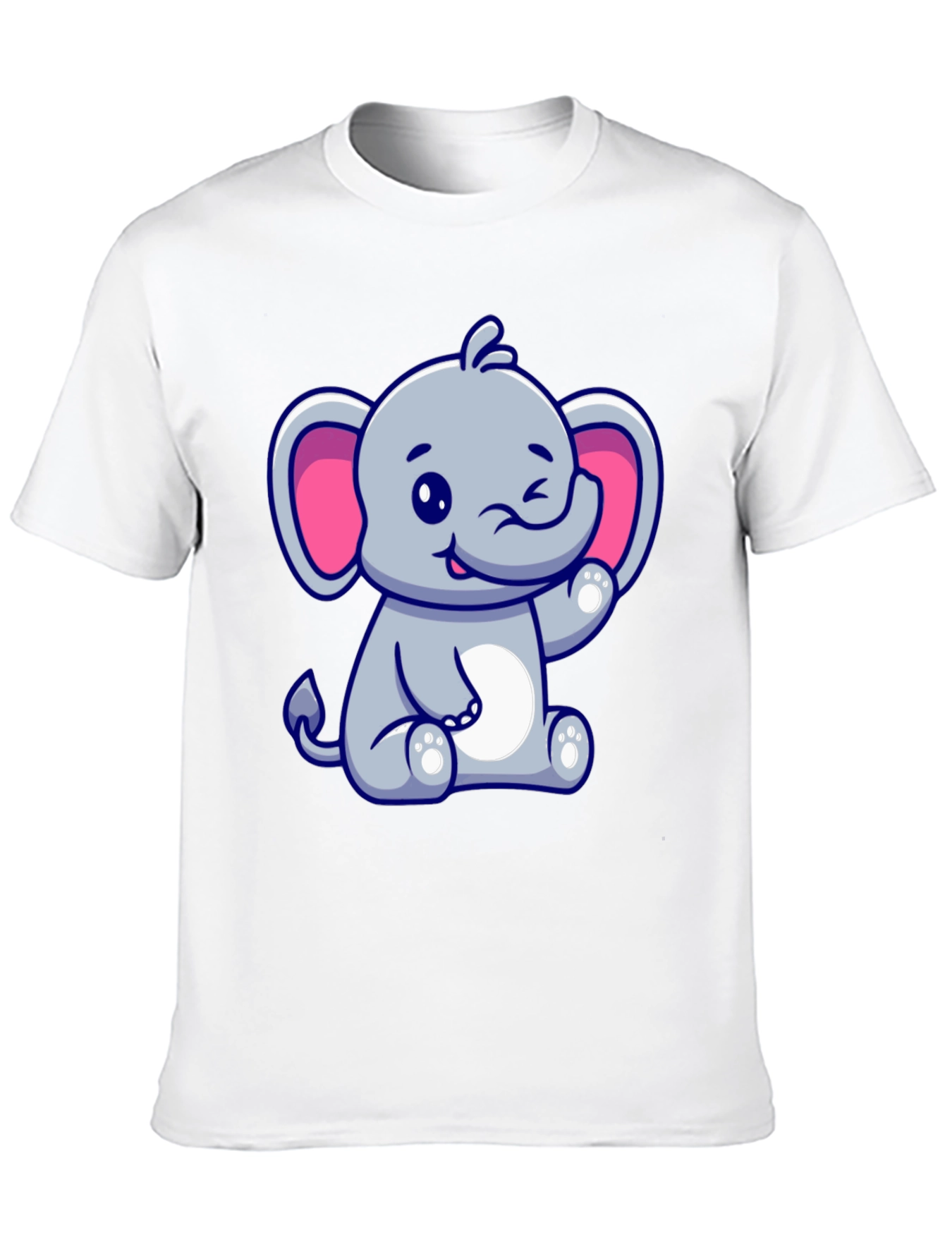 Black Cute Cartoon Elephant Graphic Tee - Black Cotton Shirt view 10