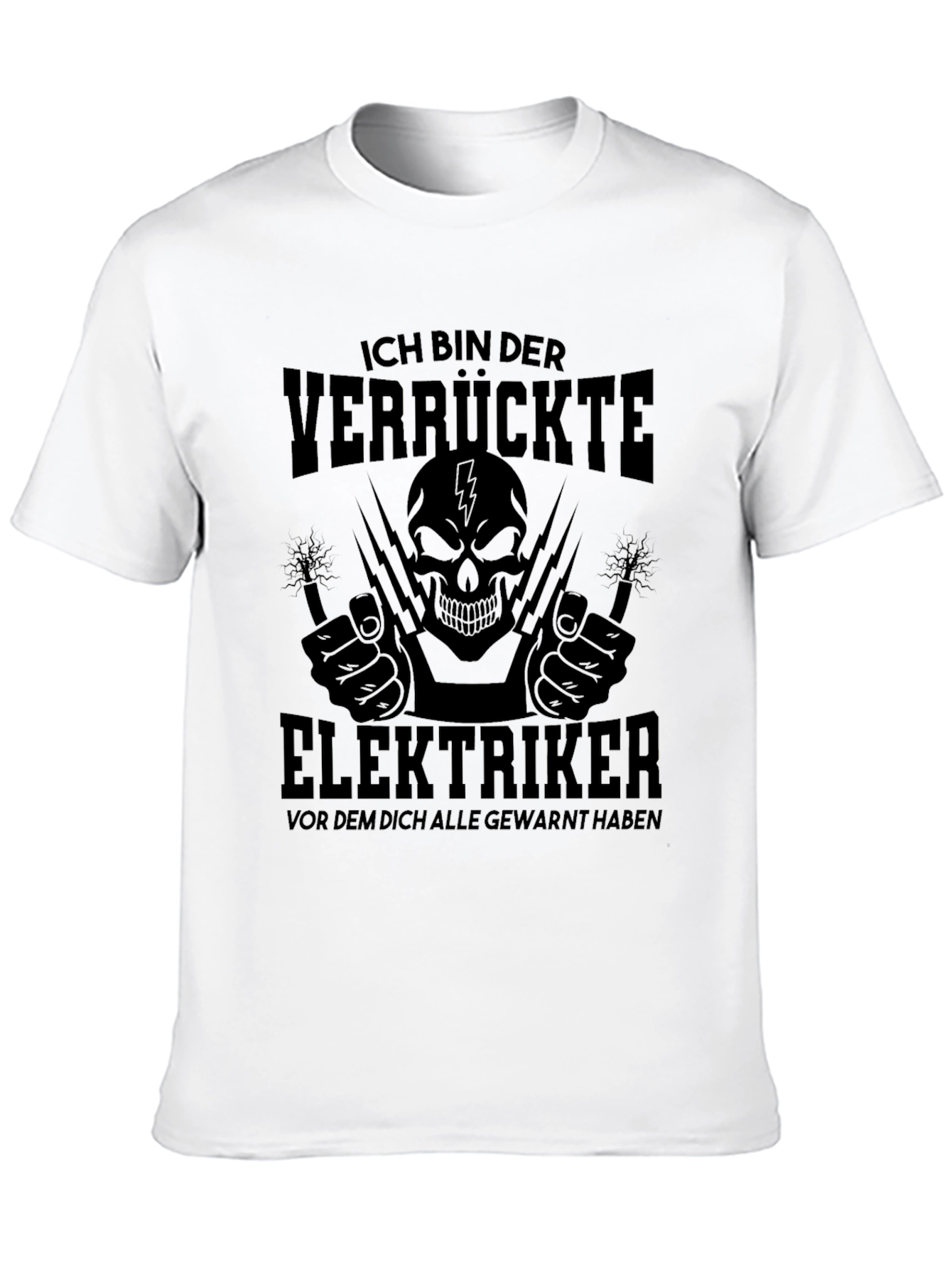 Black Crazy Electrician Skull Graphic Tee view 10