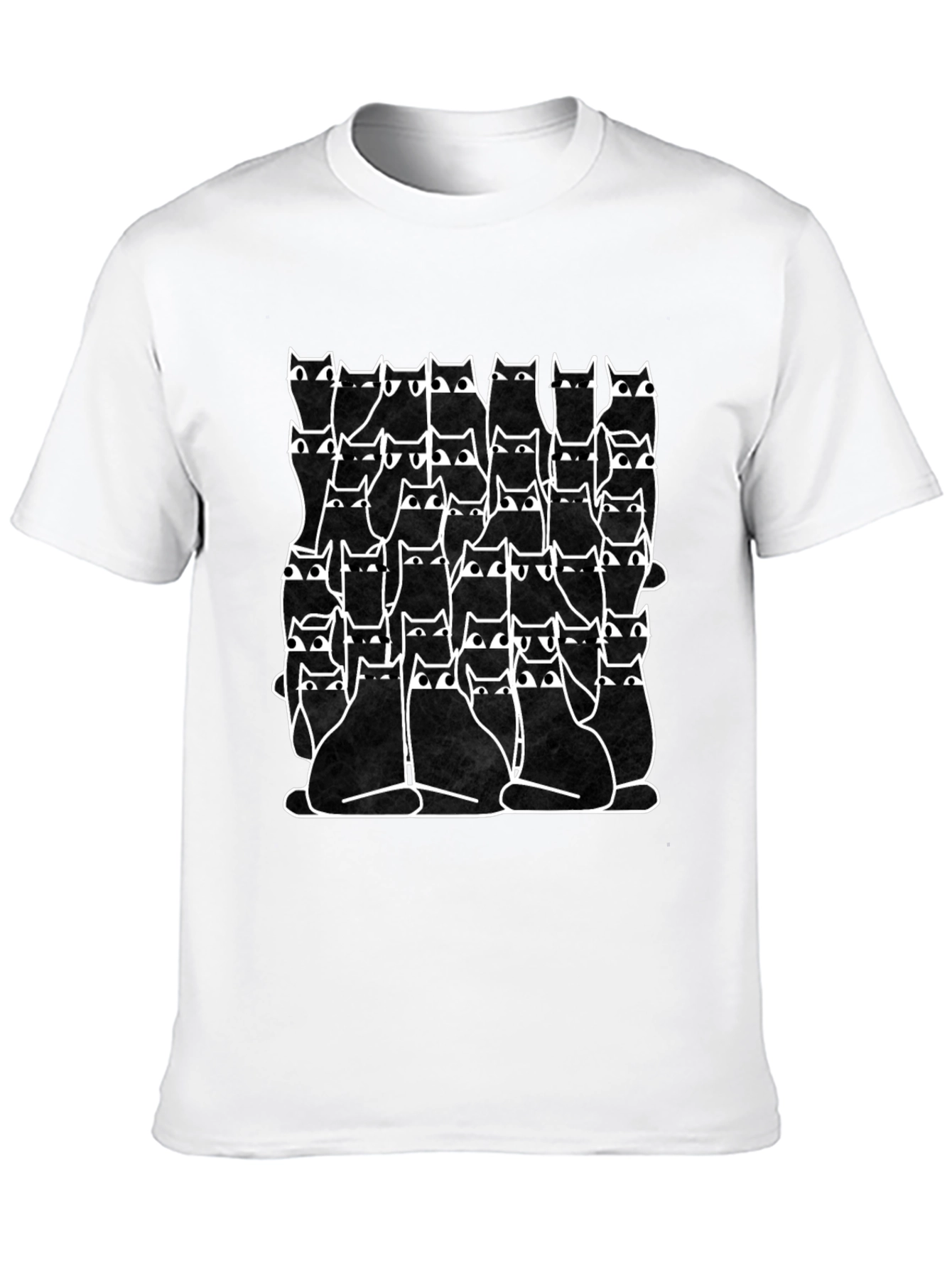 Black Cats Pattern T-Shirt - Stylish Graphic Tee for Cat Lovers view 10