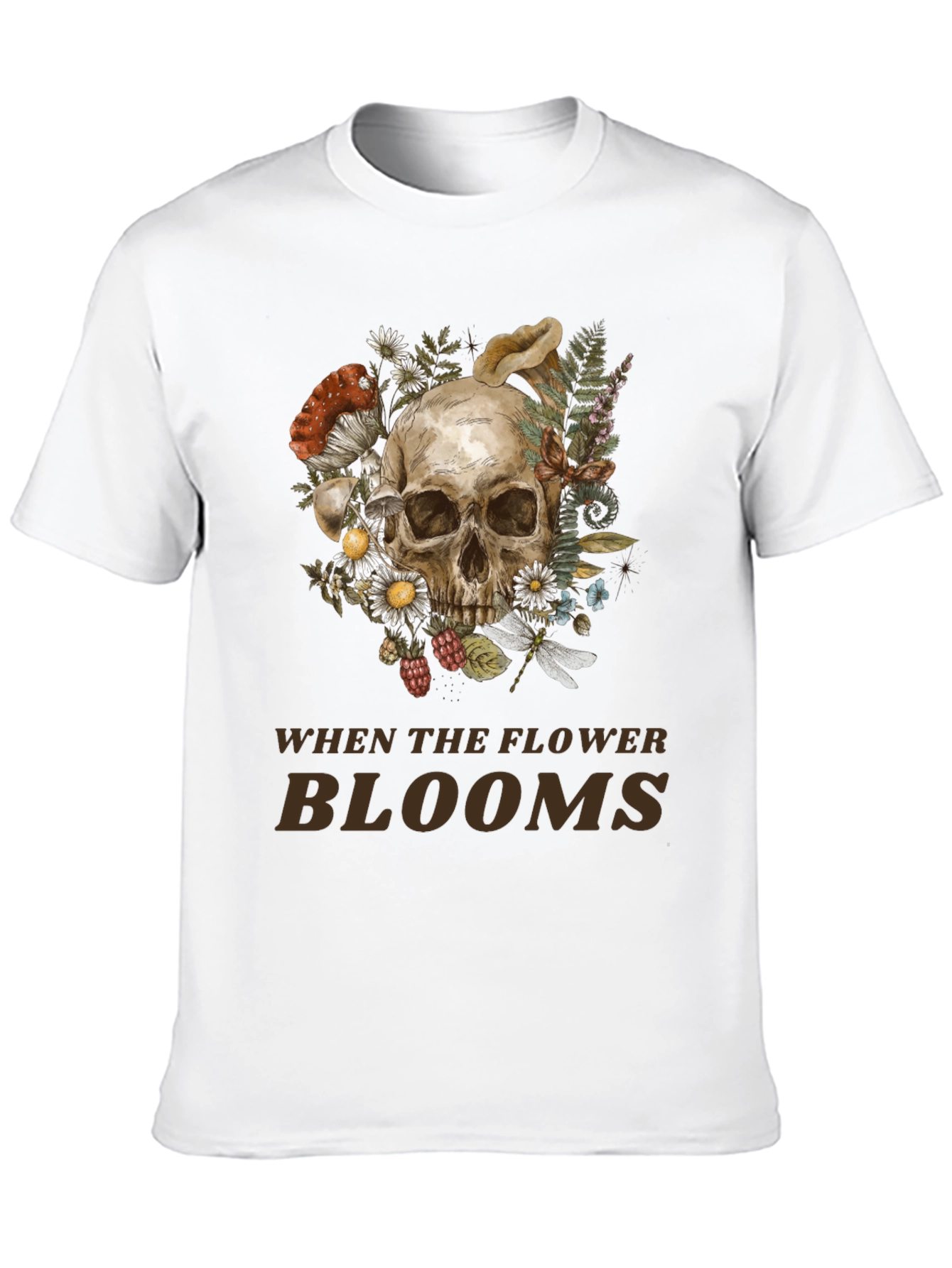 Black Skull and Floral Graphic Print Tee view 10