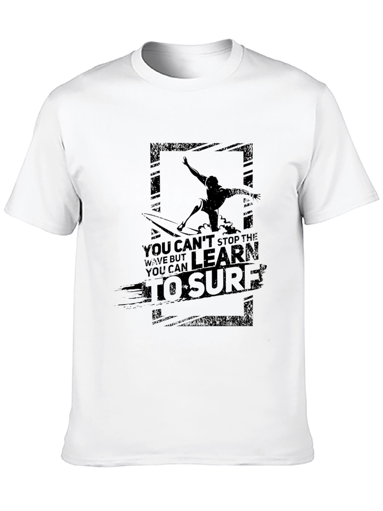 Black Surfer Graphic Print Men's Black T-Shirt view 10