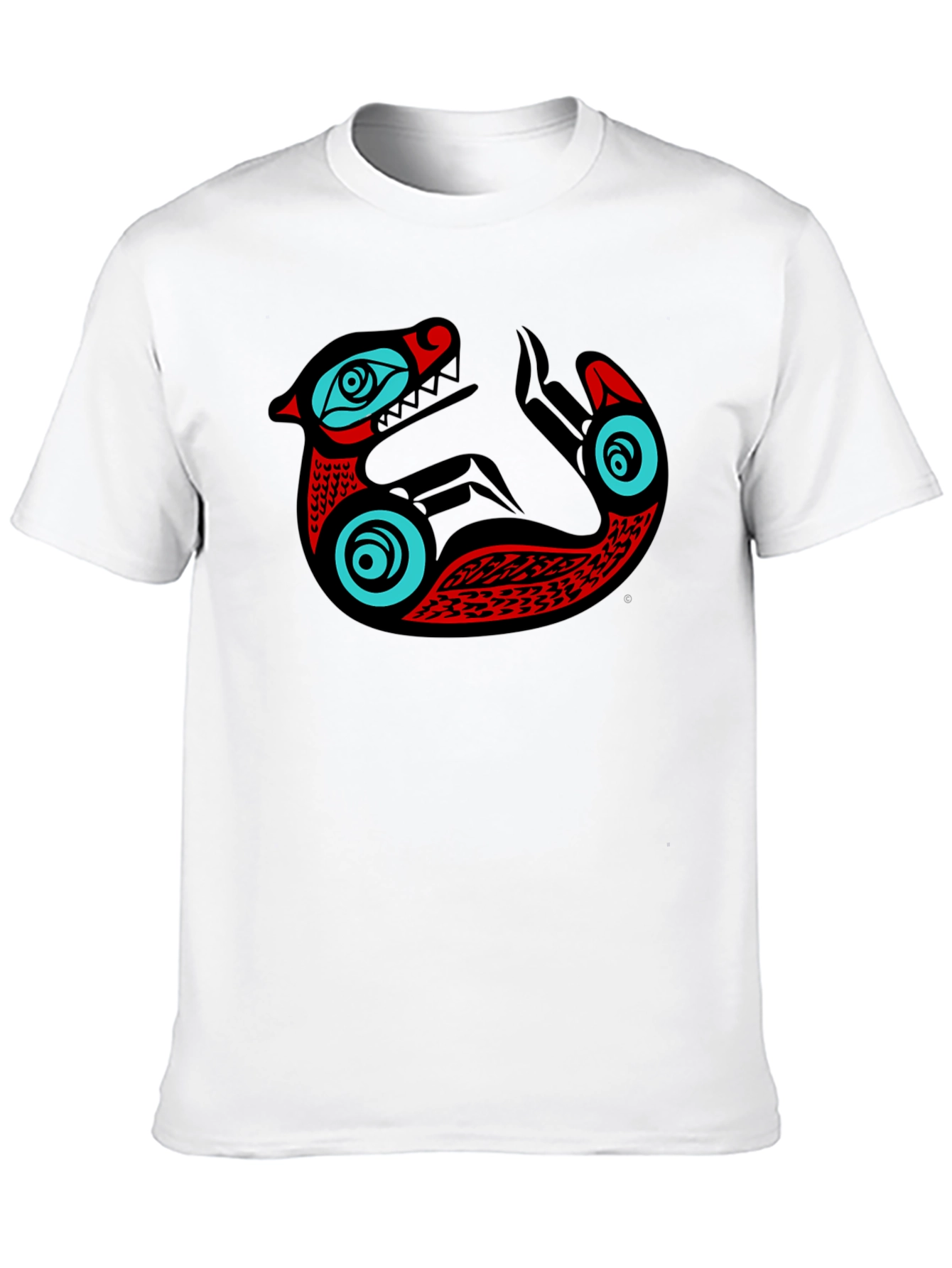 Black Native Style Sea Serpent Graphic Black T-Shirt view 10