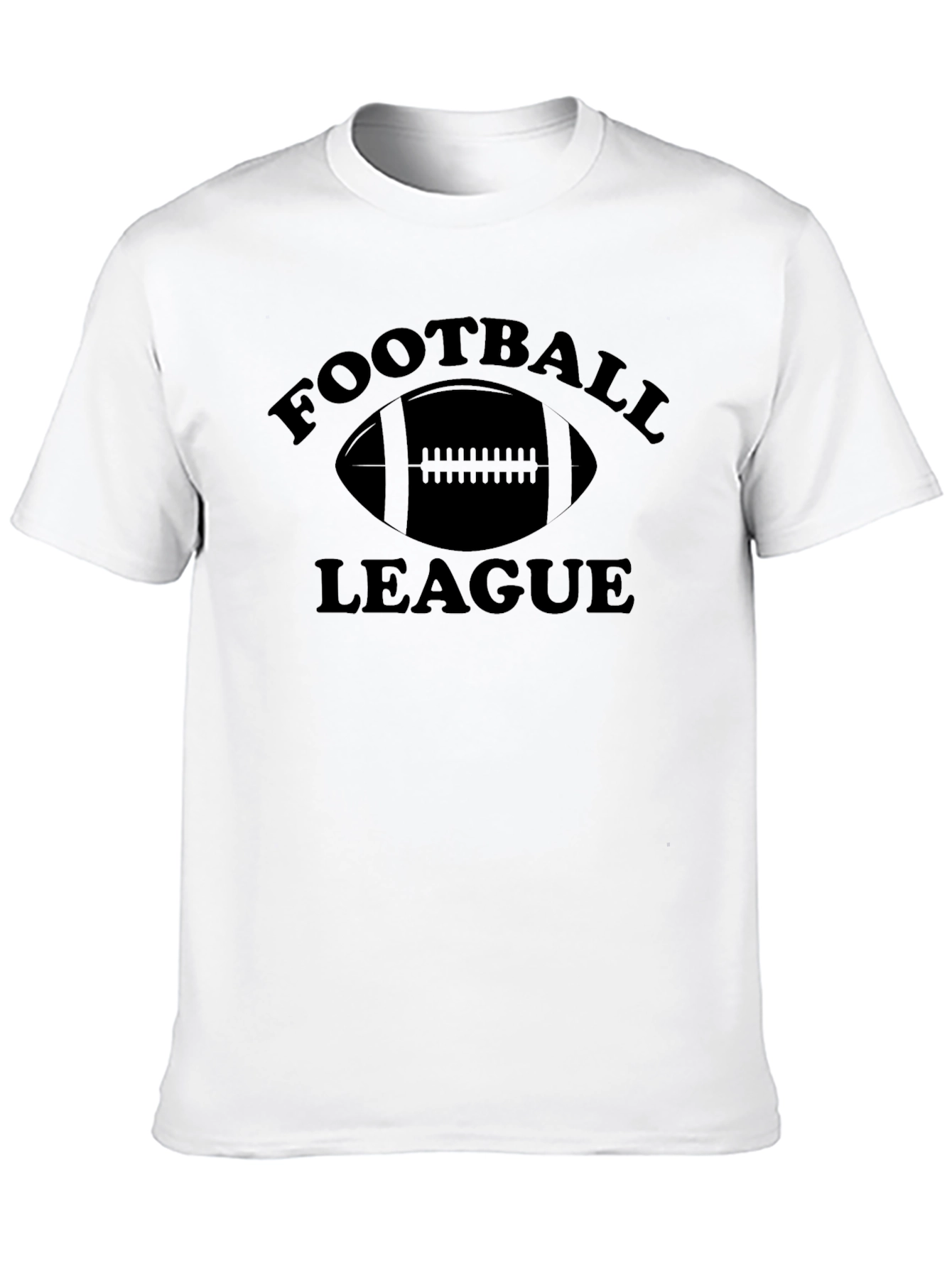 Black Football League Graphic Tee - Classic Black Cotton T-Shirt view 10