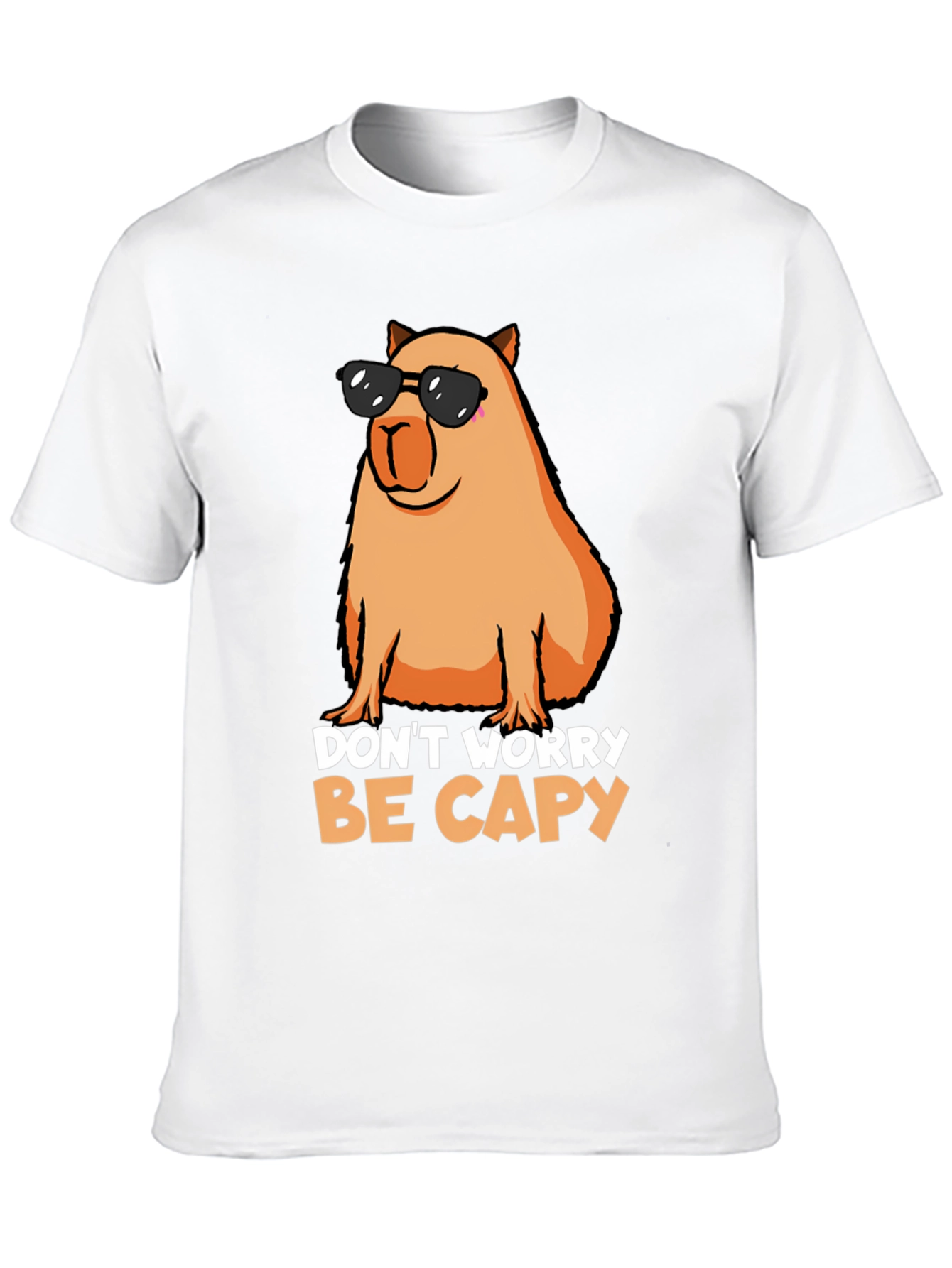 Black Don't Worry Be Capy T-Shirt view 10