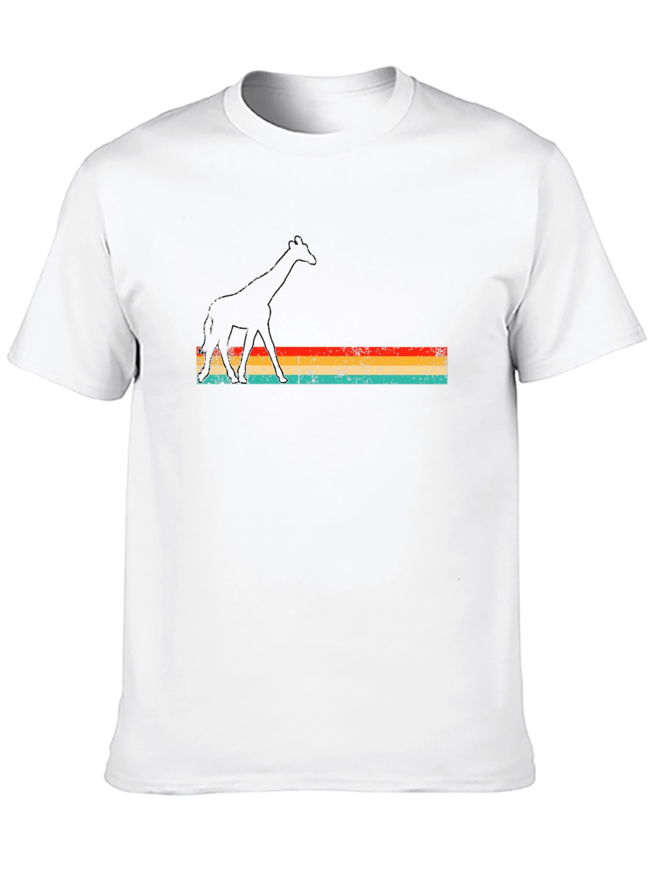 Black Giraffe Silhouette Retro Stripe T-Shirt view 10