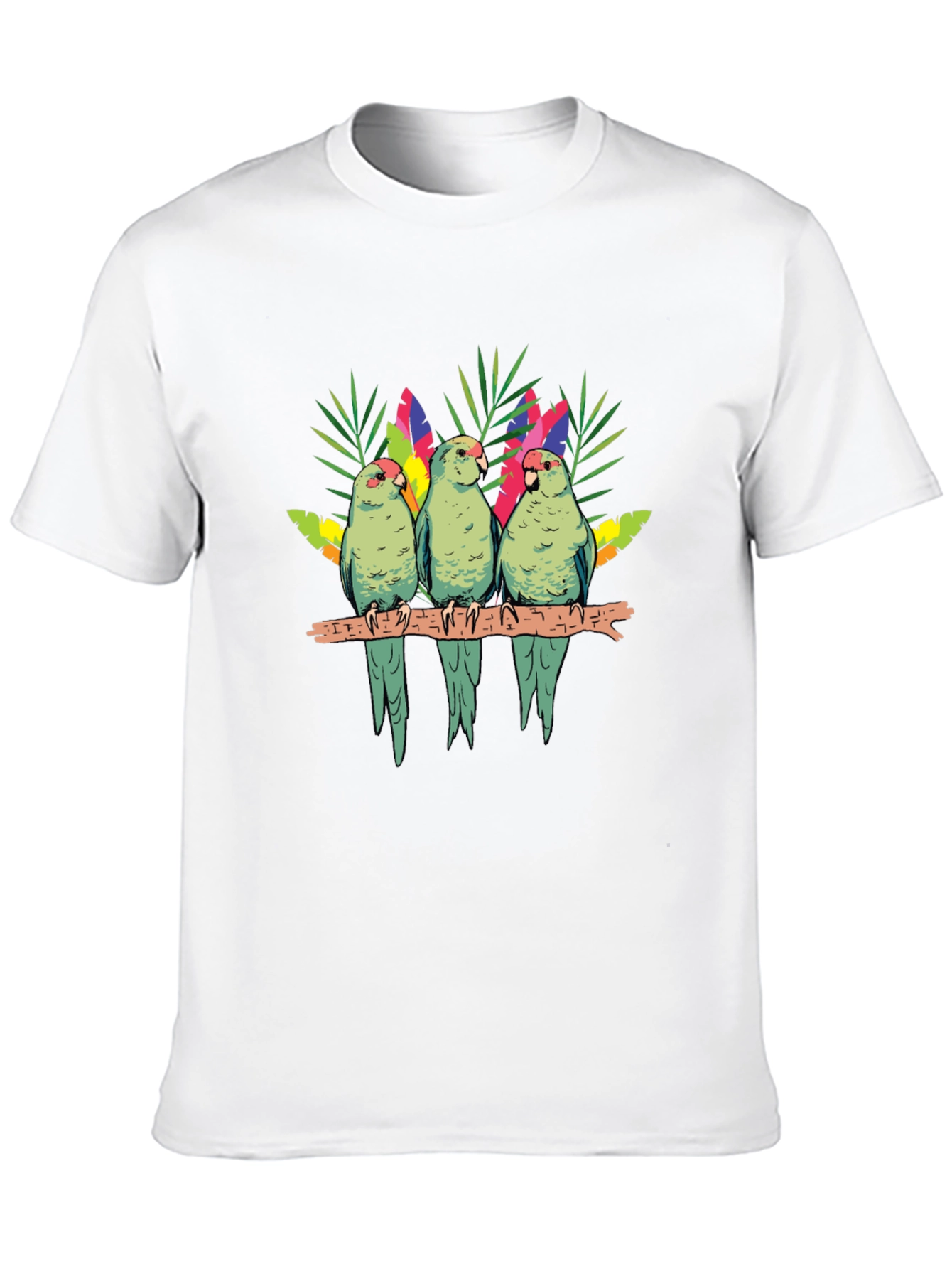 Black Parrot Trio Graphic Tee - Tropical Bird Shirt view 10