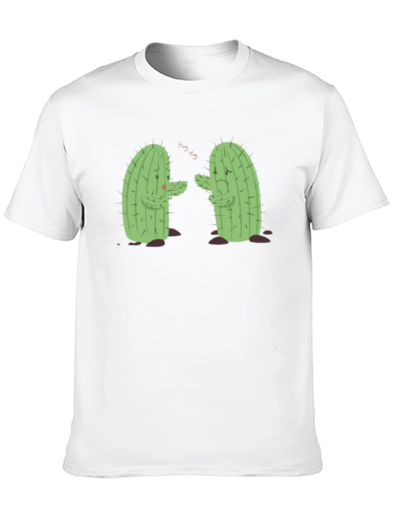 Black Sad Cactus Hug T-Shirt - Funny Graphic Tee view 10
